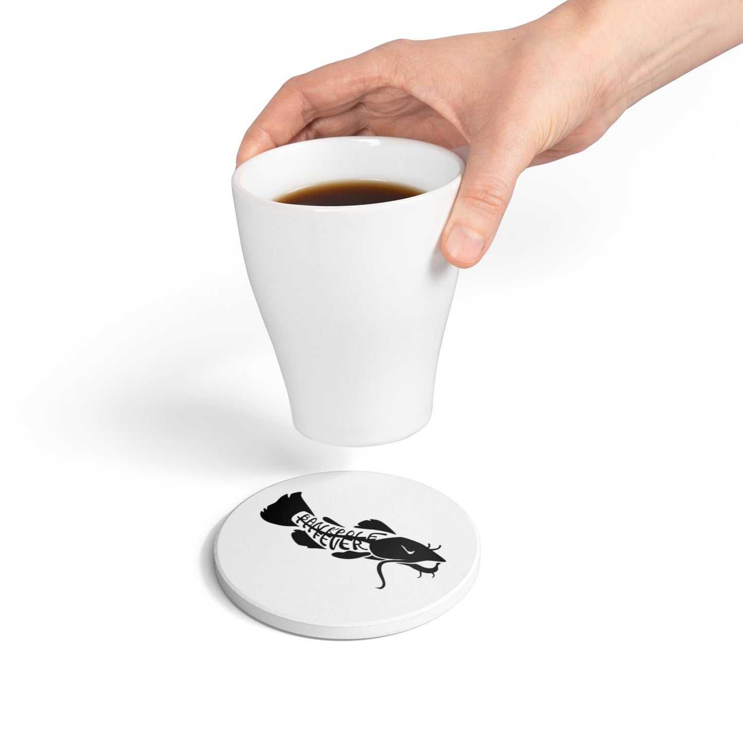 Black Catfish Ceramic Coaster - Perfect for Fishing Lovers & Home Decor