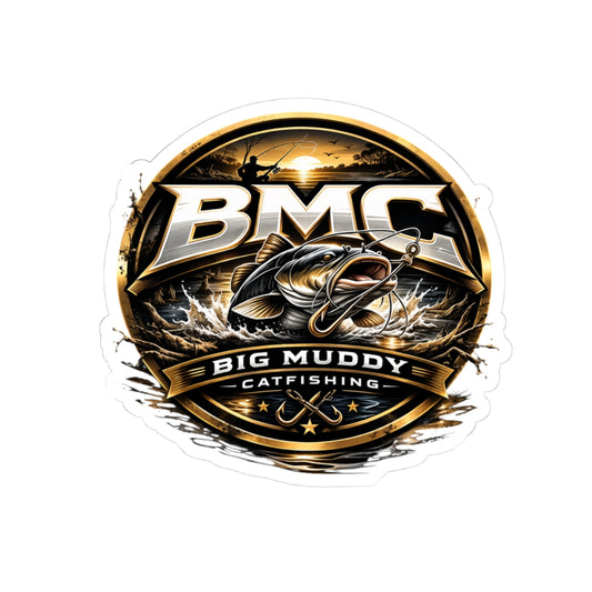 Catfish 'Big Muddy Catfishing’Kiss-Cut Sticker — Black Graphic Laptop Decal