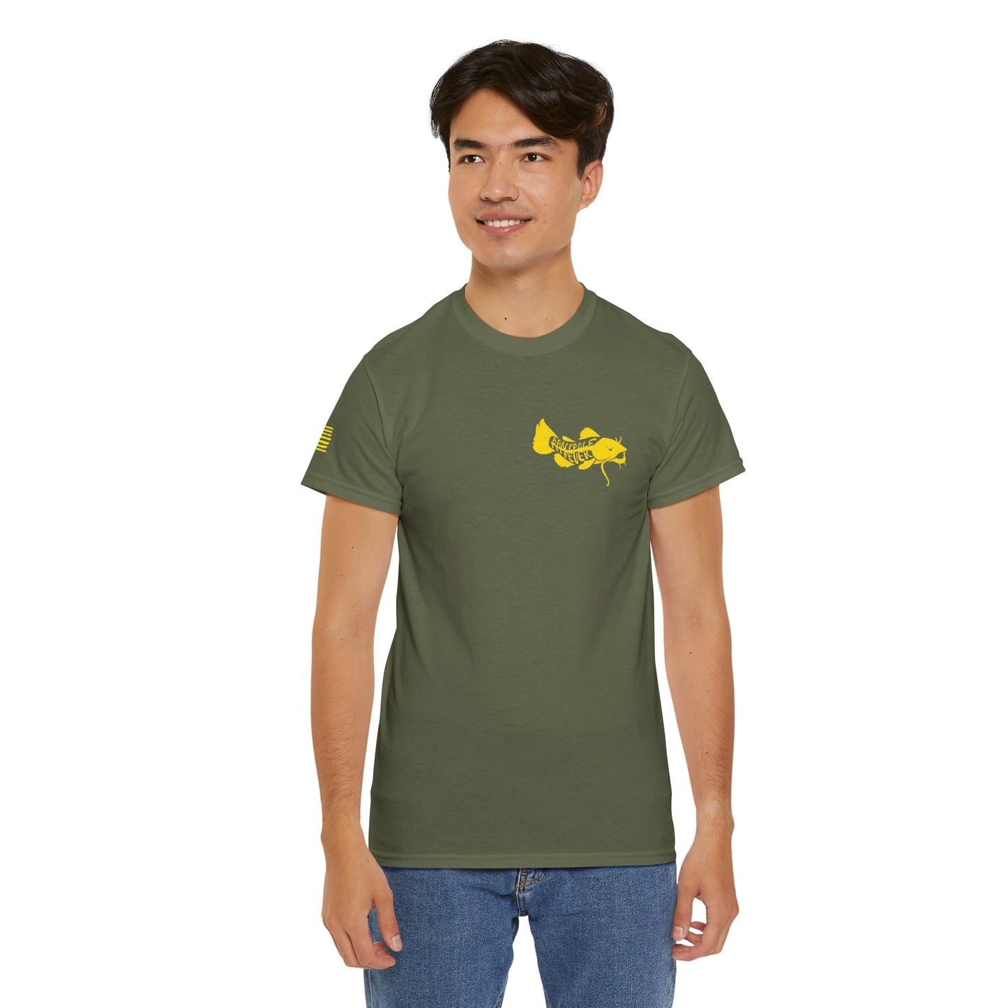 Veterans-Show Me Those Kitties Unisex Heavy Cotton Tee w/ Gold logo