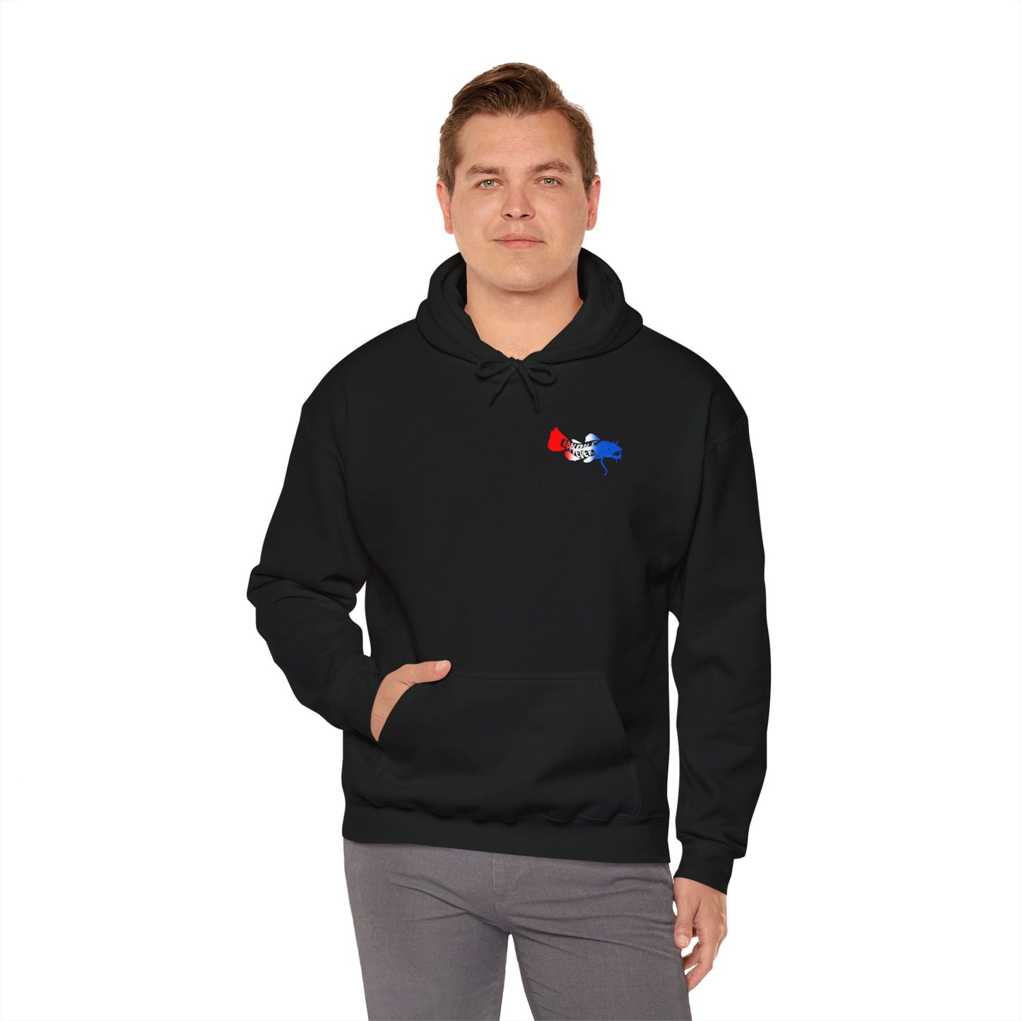 Patriotic Catfish Enthusiast Unisex Hoodie - Show Me Those Kitties Design