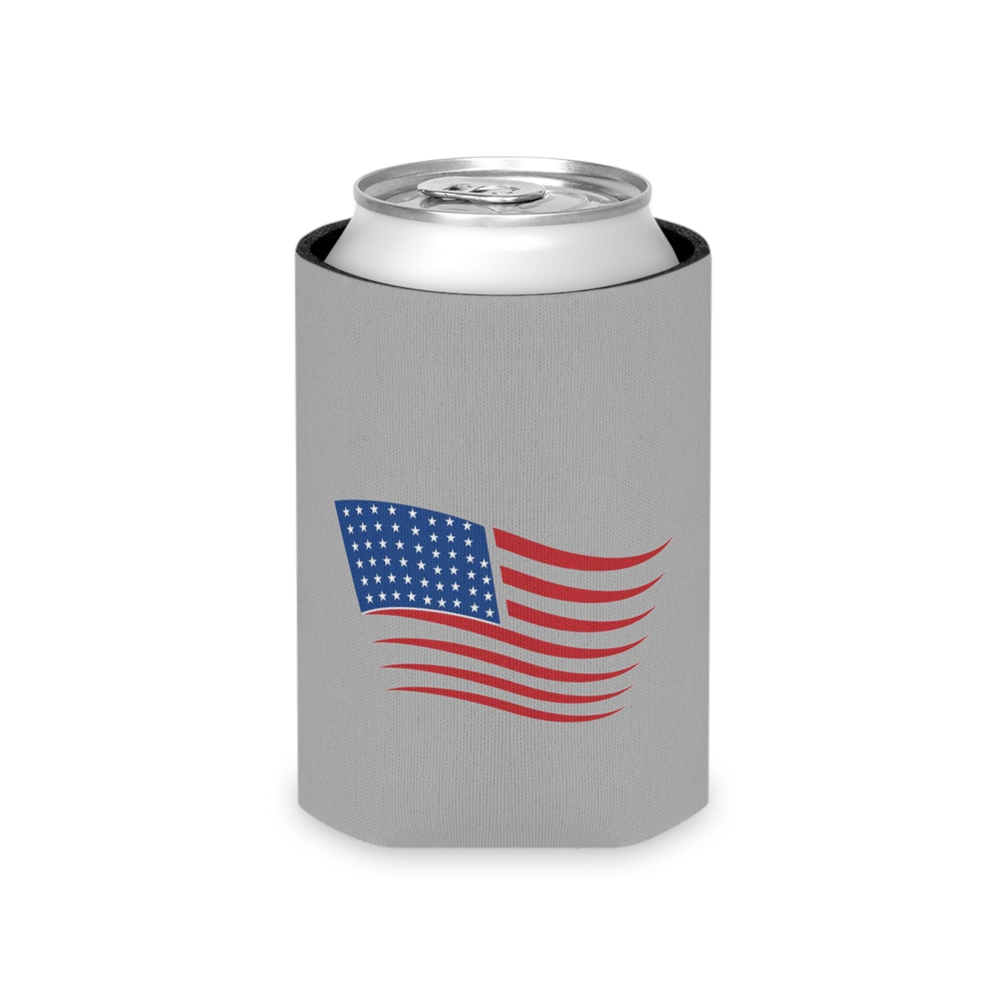 American Flag Can Cooler — Patriotic Red White Blue Beverage Koozie