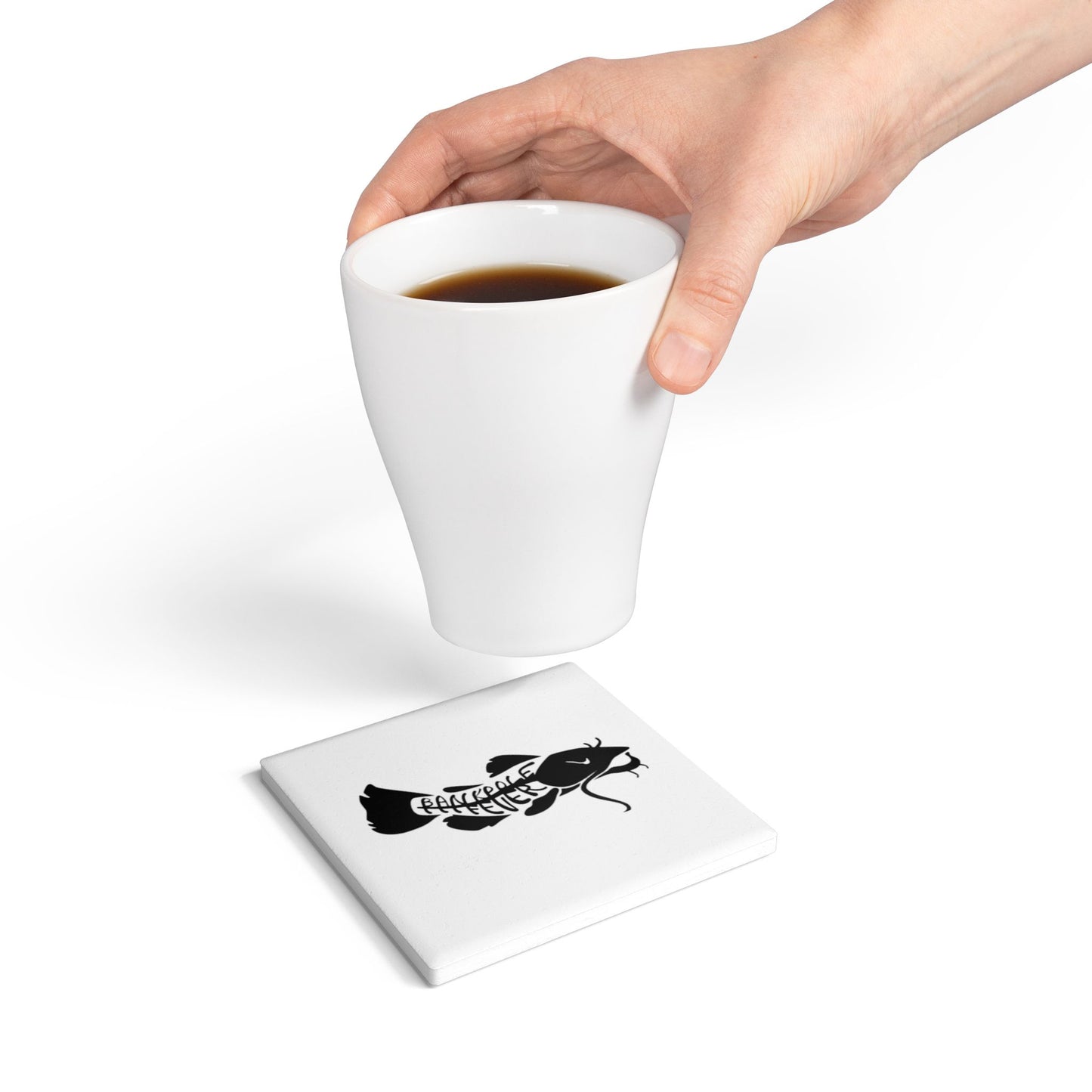 Black Catfish Ceramic Coaster - Perfect for Fishing Lovers & Home Decor