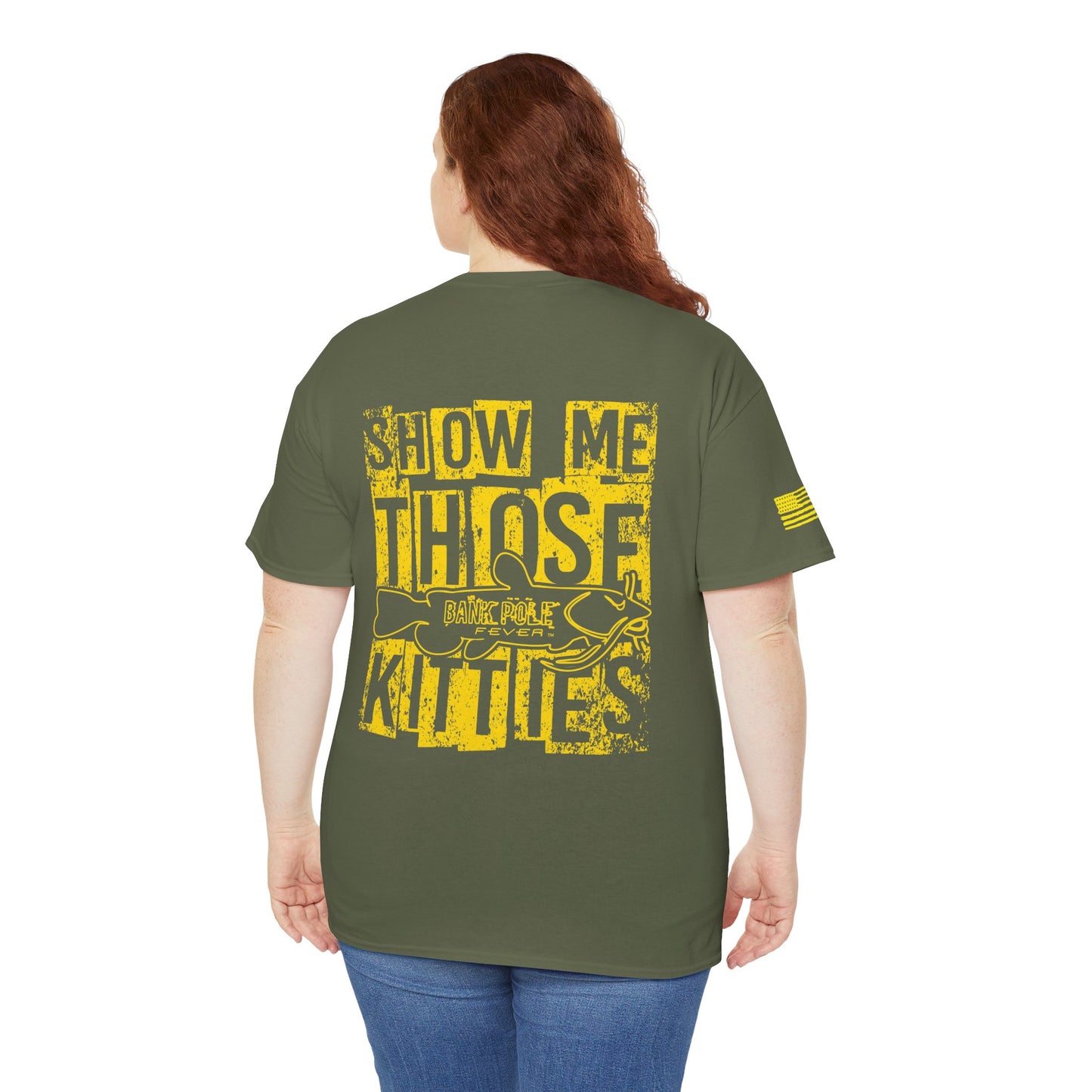 Veterans-Show Me Those Kitties Unisex Heavy Cotton Tee w/ Gold logo