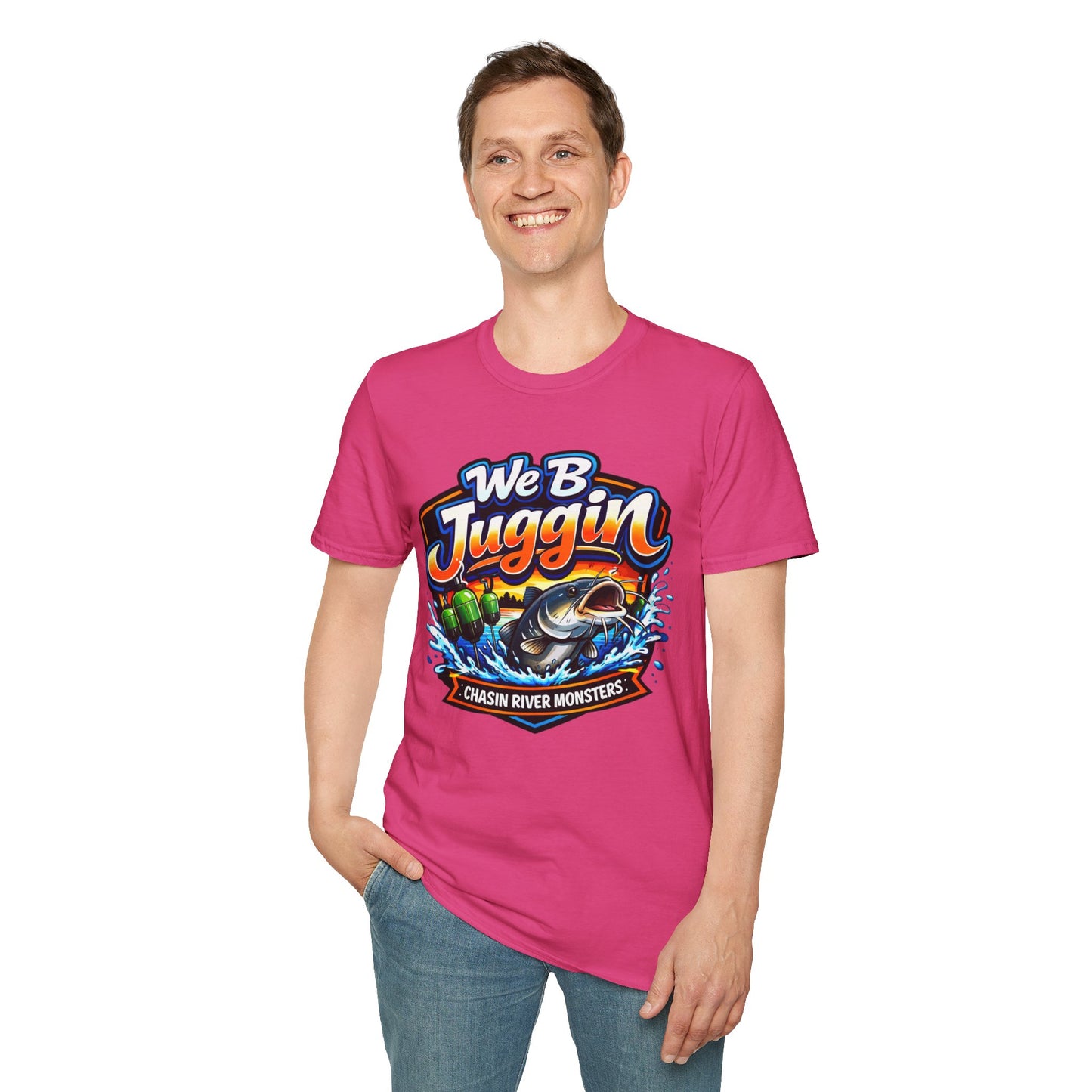 Fishing T-Shirt — "We B Juggin" River Monsters Vertical Trot Lines Graphic Tee