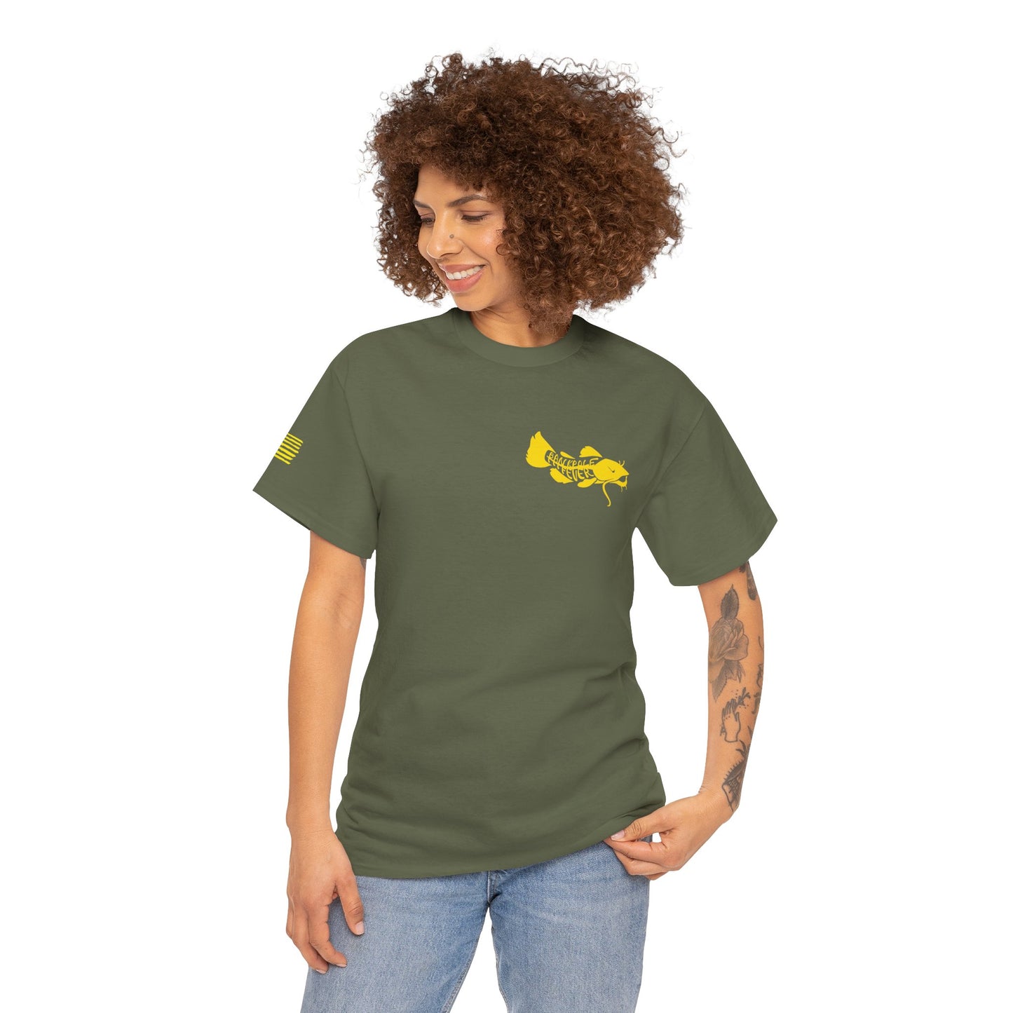 Veterans-Show Me Those Kitties Unisex Heavy Cotton Tee w/ Gold logo