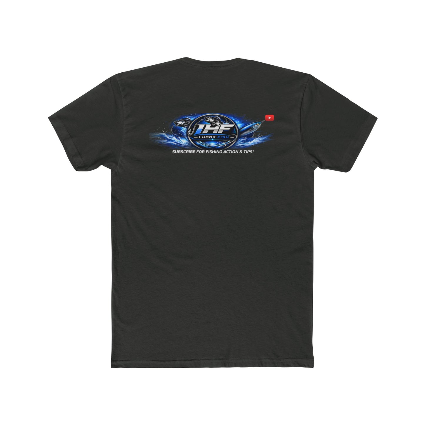 THF Racing Logo T‑Shirt — White Crew Tee with Blue Speed Emblem