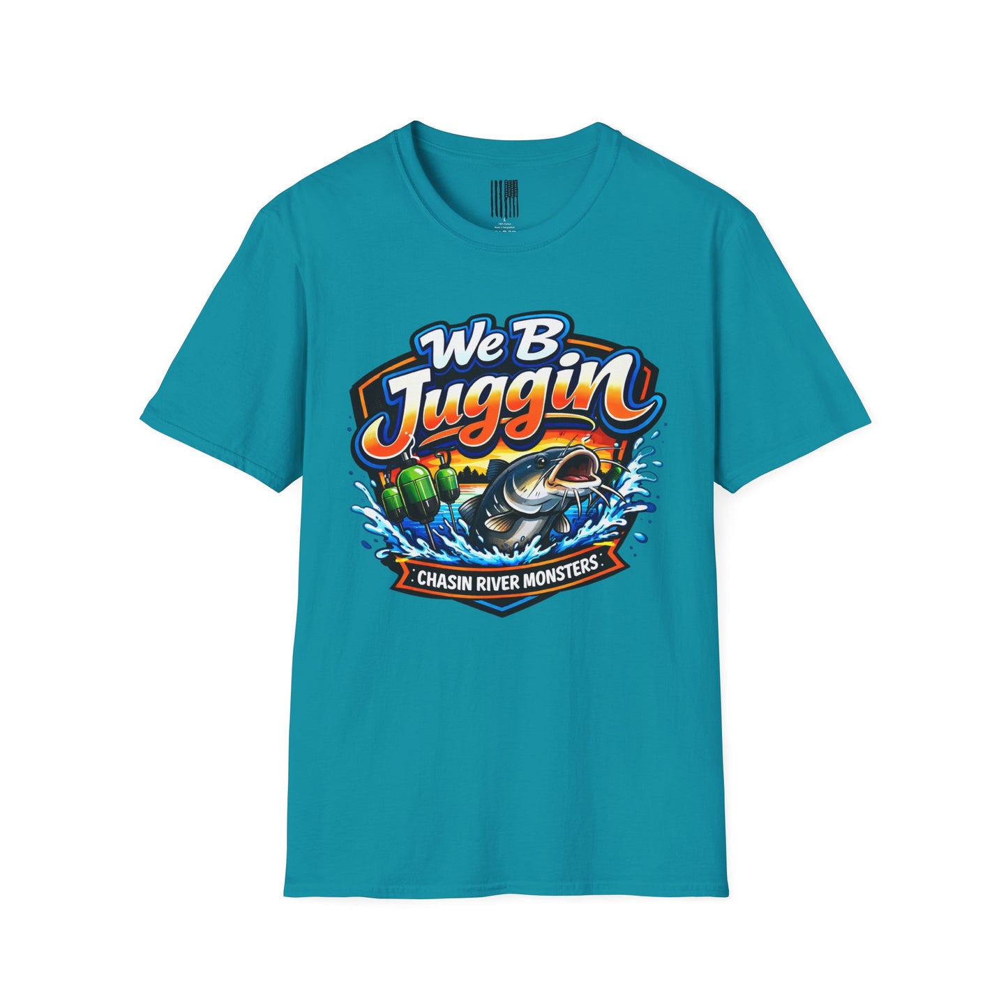 Fishing T-Shirt — "We B Juggin" River Monsters Vertical Trot Lines Graphic Tee