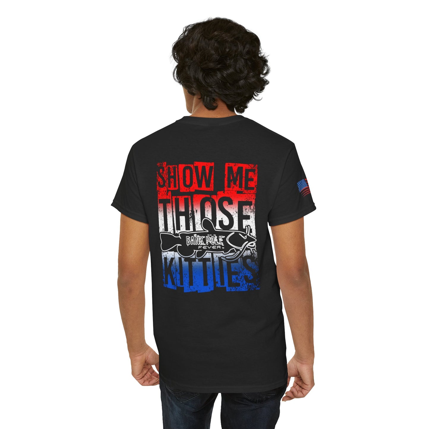 Red/white/Blue Show Me Those Kitties Unisex Heavy Cotton Tee – Bold Graphic T-Shirt for Fishermen