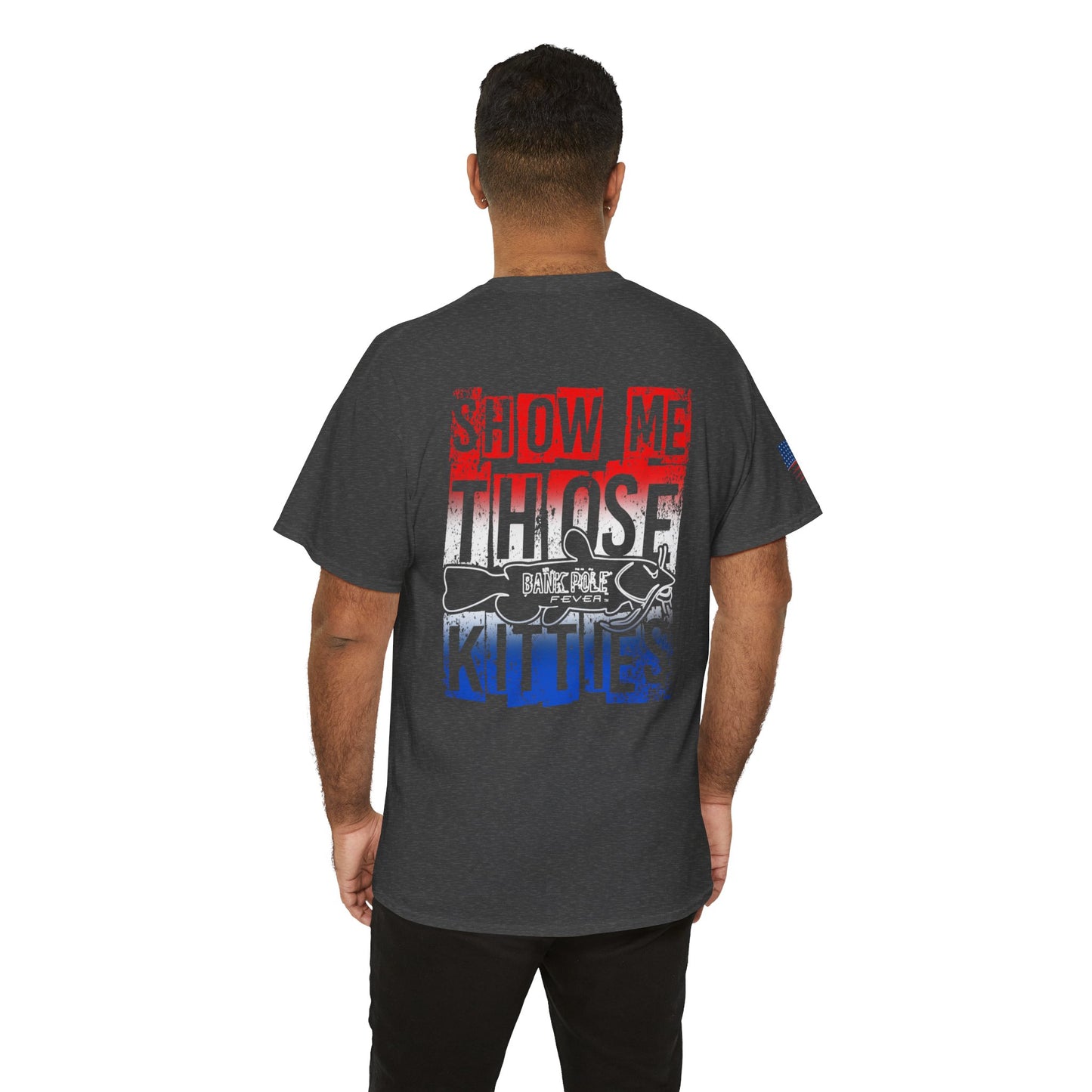 Red/white/Blue Show Me Those Kitties Unisex Heavy Cotton Tee – Bold Graphic T-Shirt for Fishermen