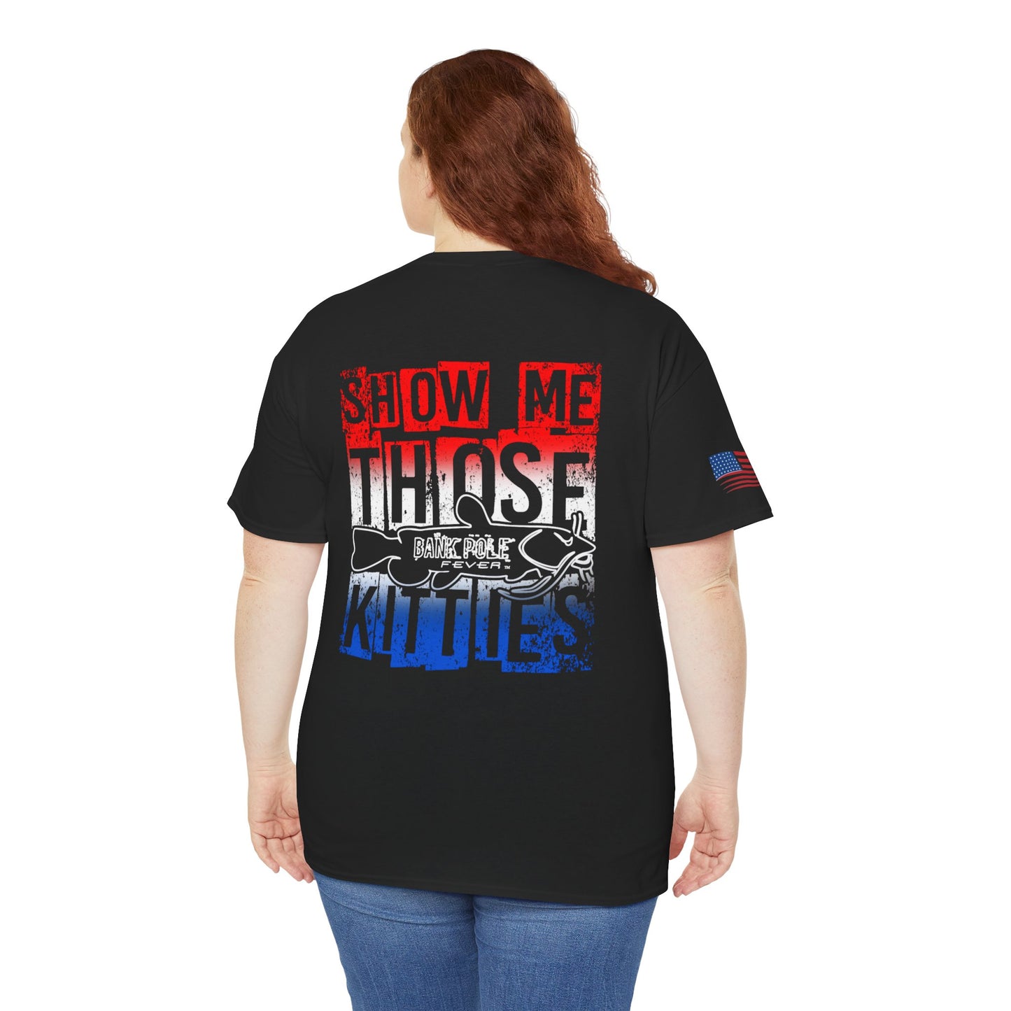 Red/white/Blue Show Me Those Kitties Unisex Heavy Cotton Tee – Bold Graphic T-Shirt for Fishermen
