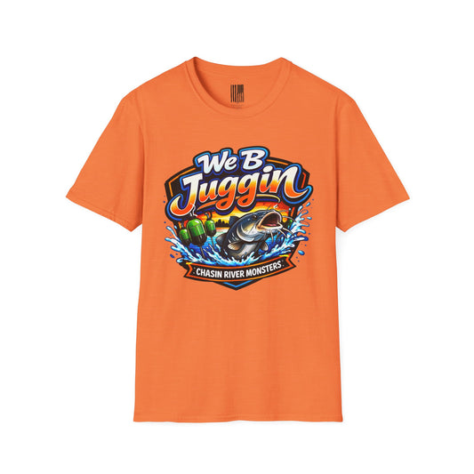 Fishing T-Shirt — "We B Juggin" River Monsters Vertical Trot Lines Graphic Tee