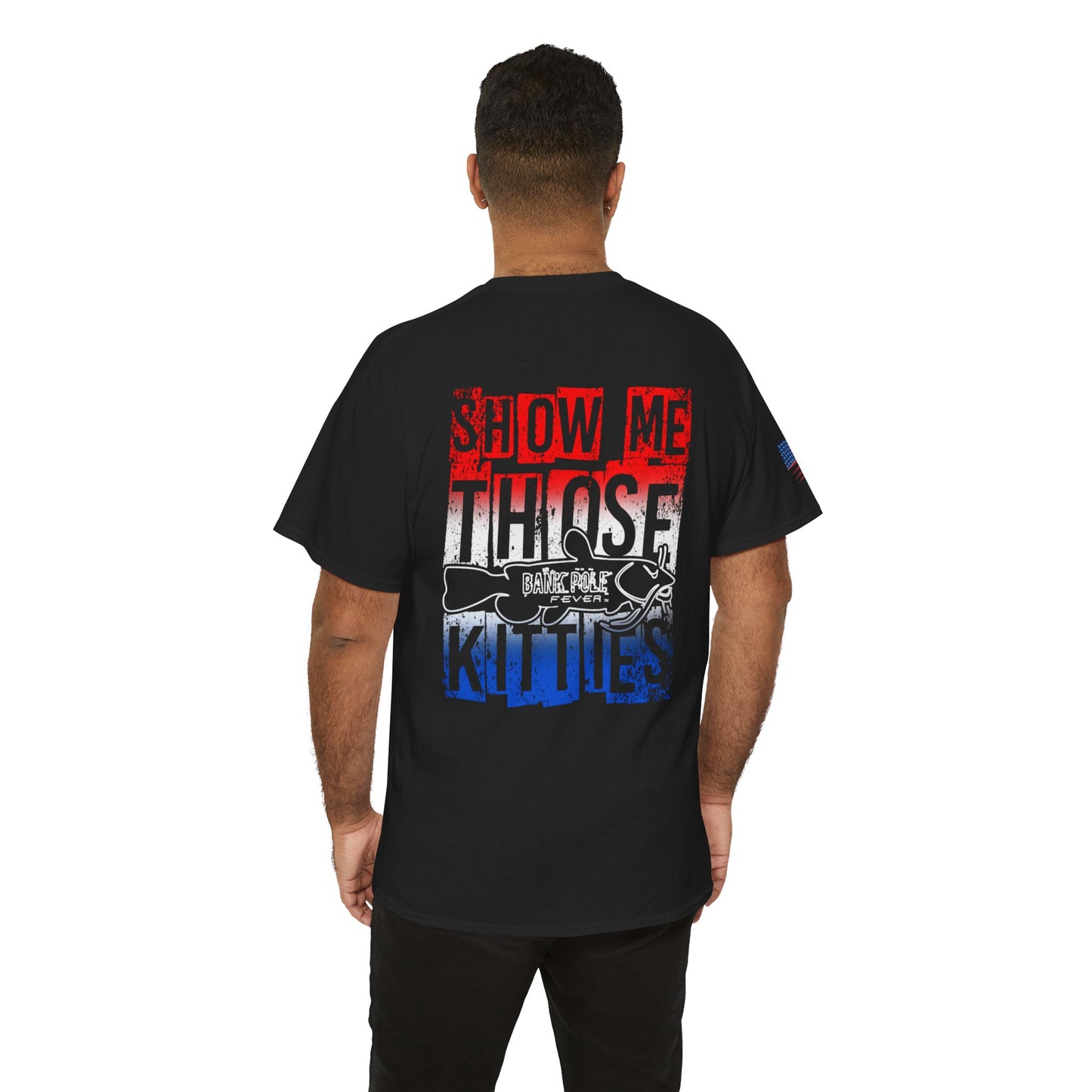Red/white/Blue Show Me Those Kitties Unisex Heavy Cotton Tee – Bold Graphic T-Shirt for Fishermen