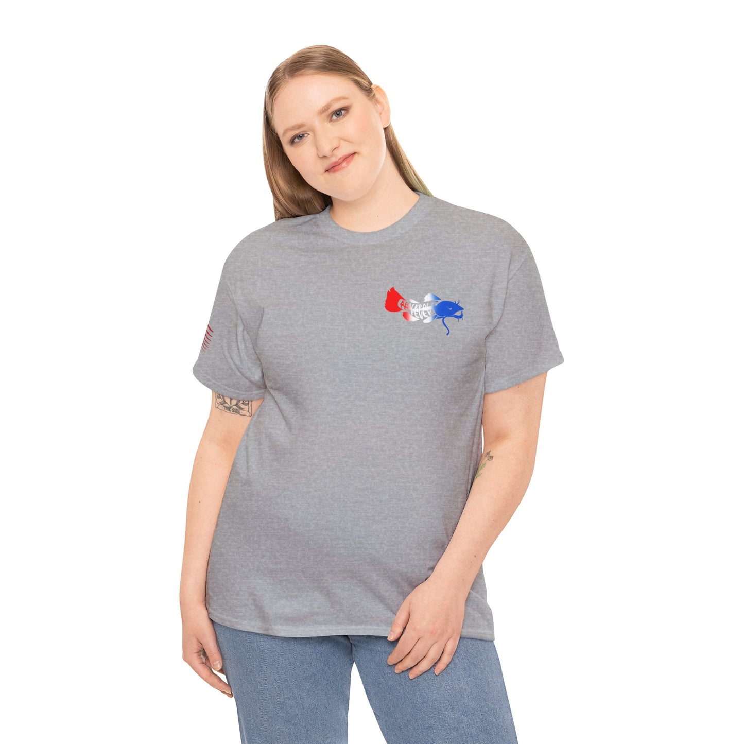 Red/white/Blue Show Me Those Kitties Unisex Heavy Cotton Tee – Bold Graphic T-Shirt for Fishermen