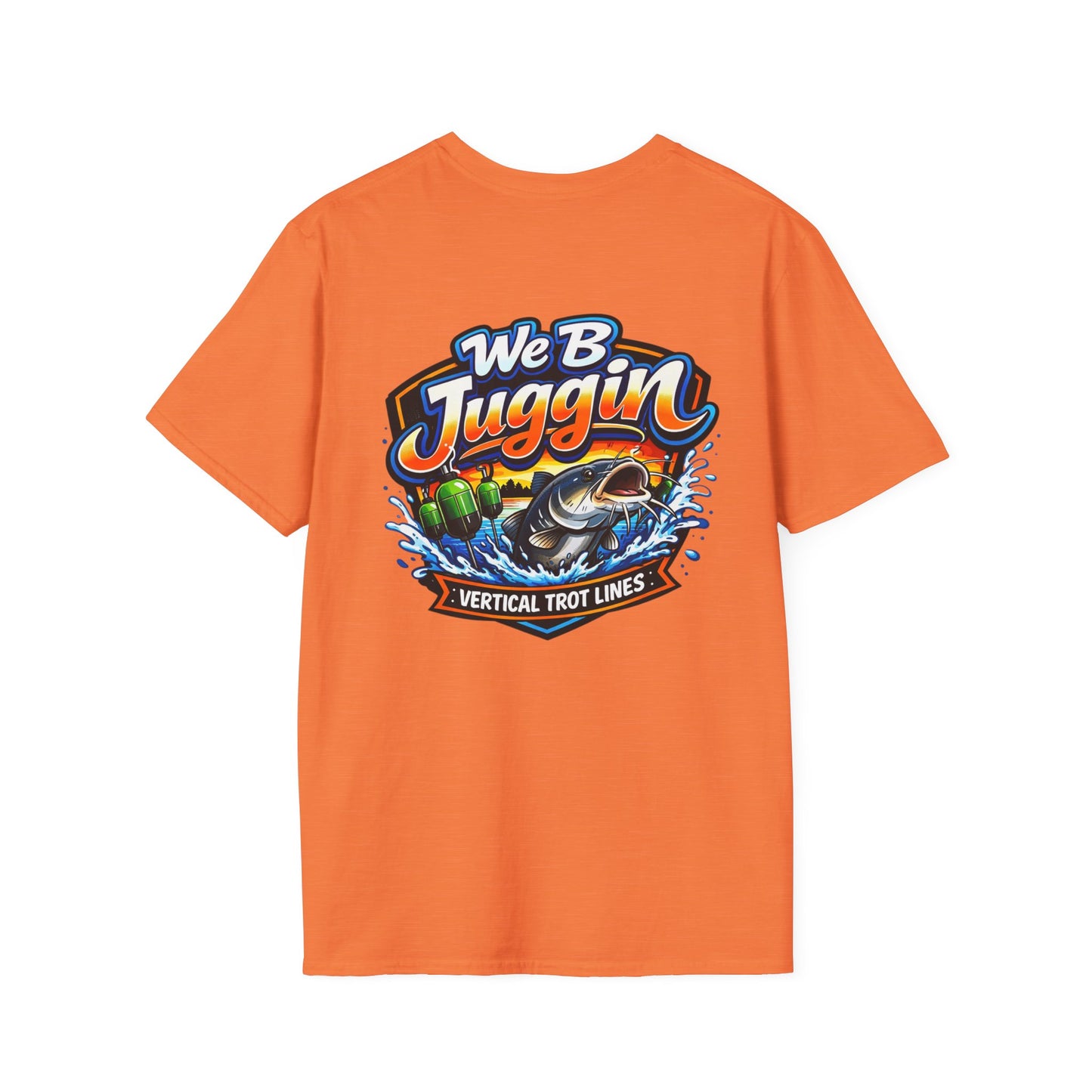 Fishing T-Shirt — "We B Juggin" River Monsters Vertical Trot Lines Graphic Tee