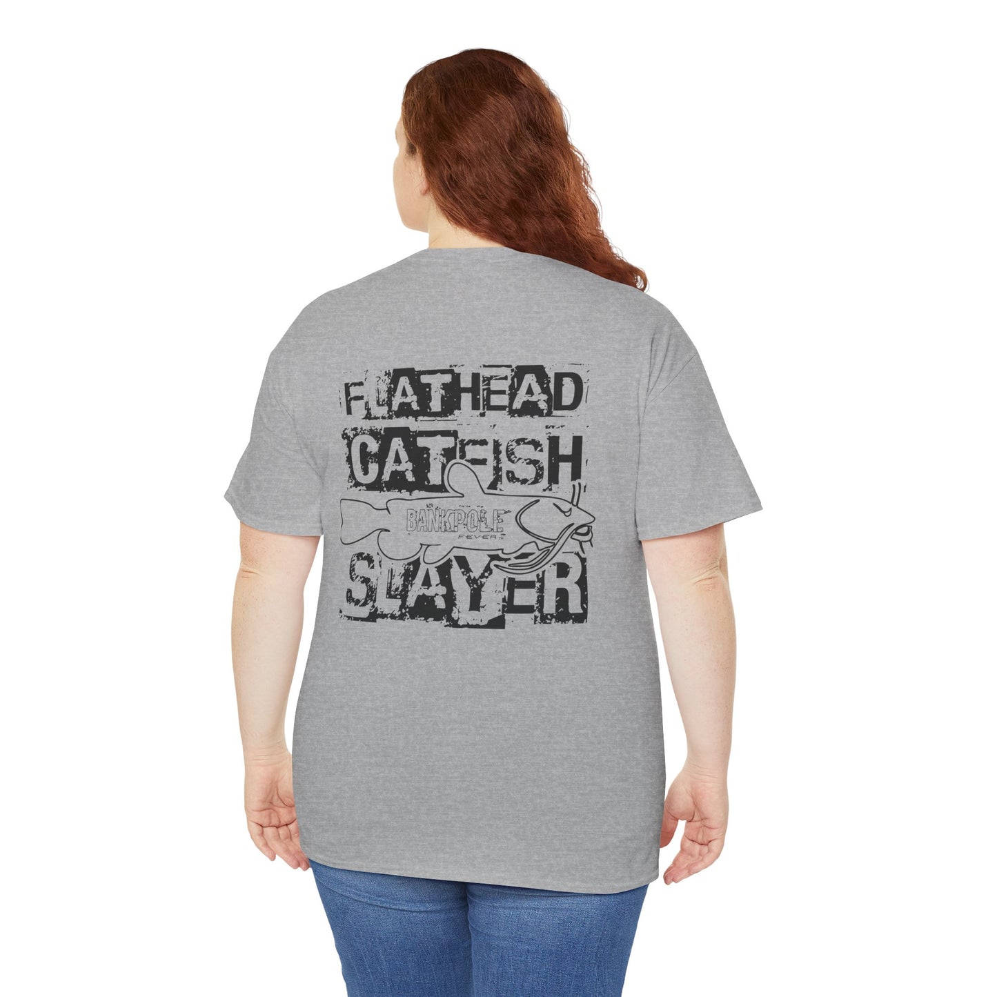 Mens/ Women's Adult Flathead Catfish Slayer Unisex Heavy Cotton Tee - Fun Fishing Shirt for Anglers