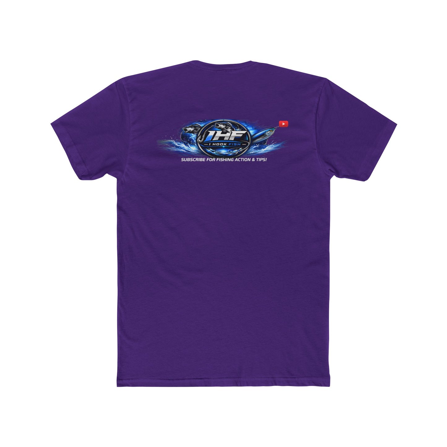 THF Racing Logo T‑Shirt — White Crew Tee with Blue Speed Emblem