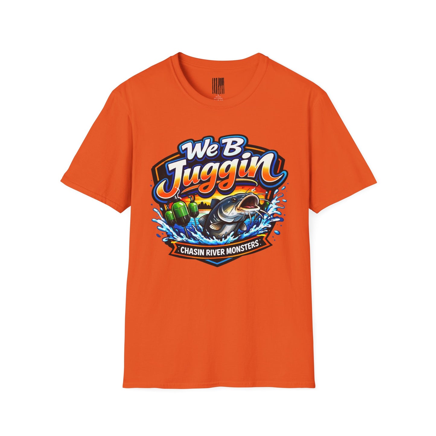 Fishing T-Shirt — "We B Juggin" River Monsters Vertical Trot Lines Graphic Tee