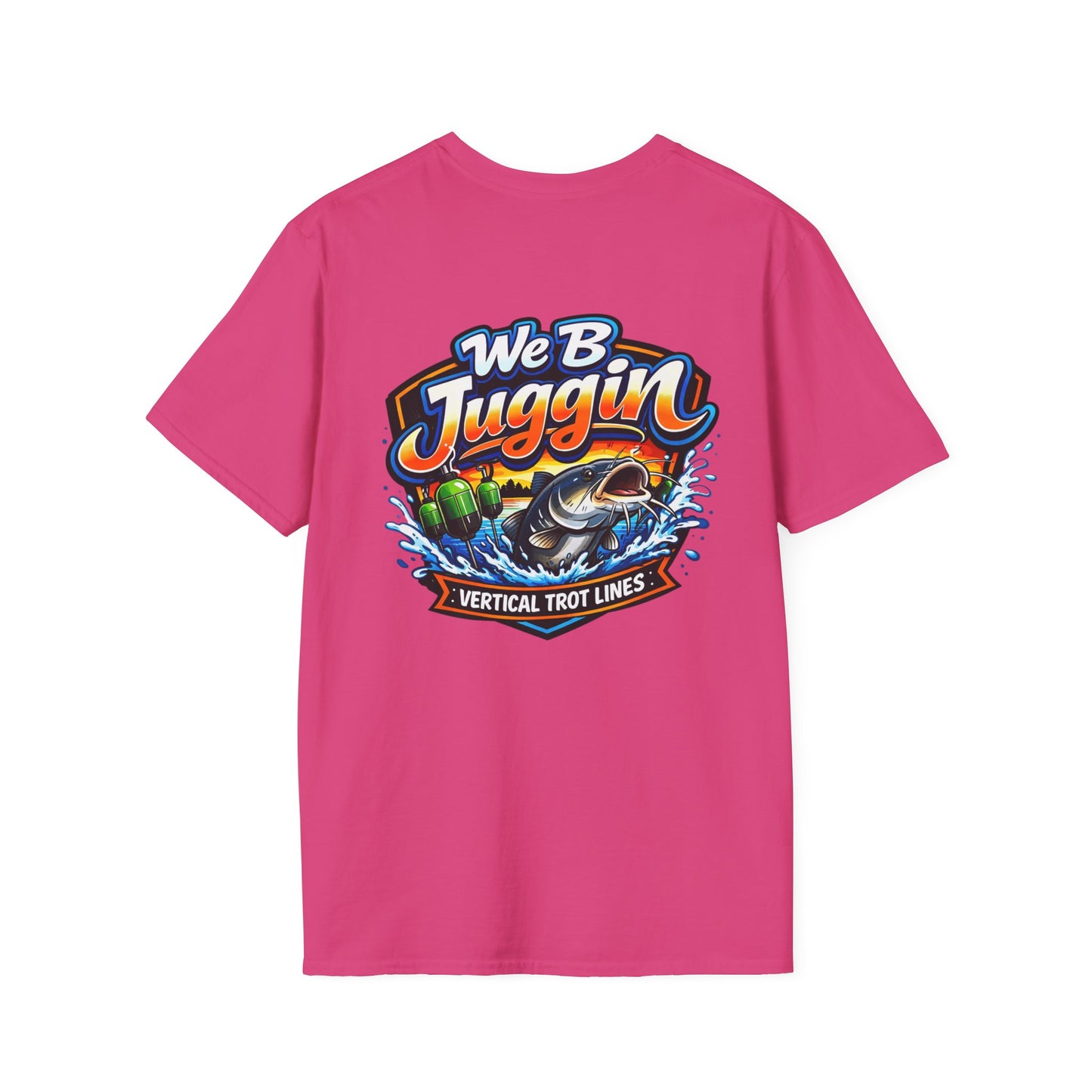 Fishing T-Shirt — "We B Juggin" River Monsters Vertical Trot Lines Graphic Tee
