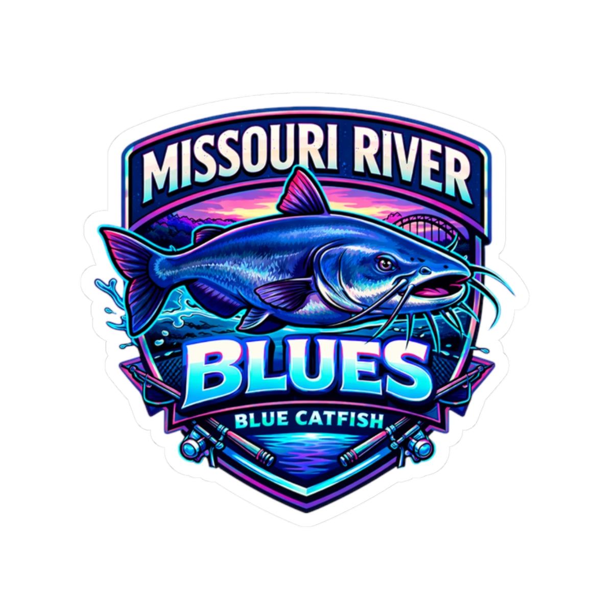 Missouri River Blues Catfish Sticker — Kiss-Cut Fishing Decal