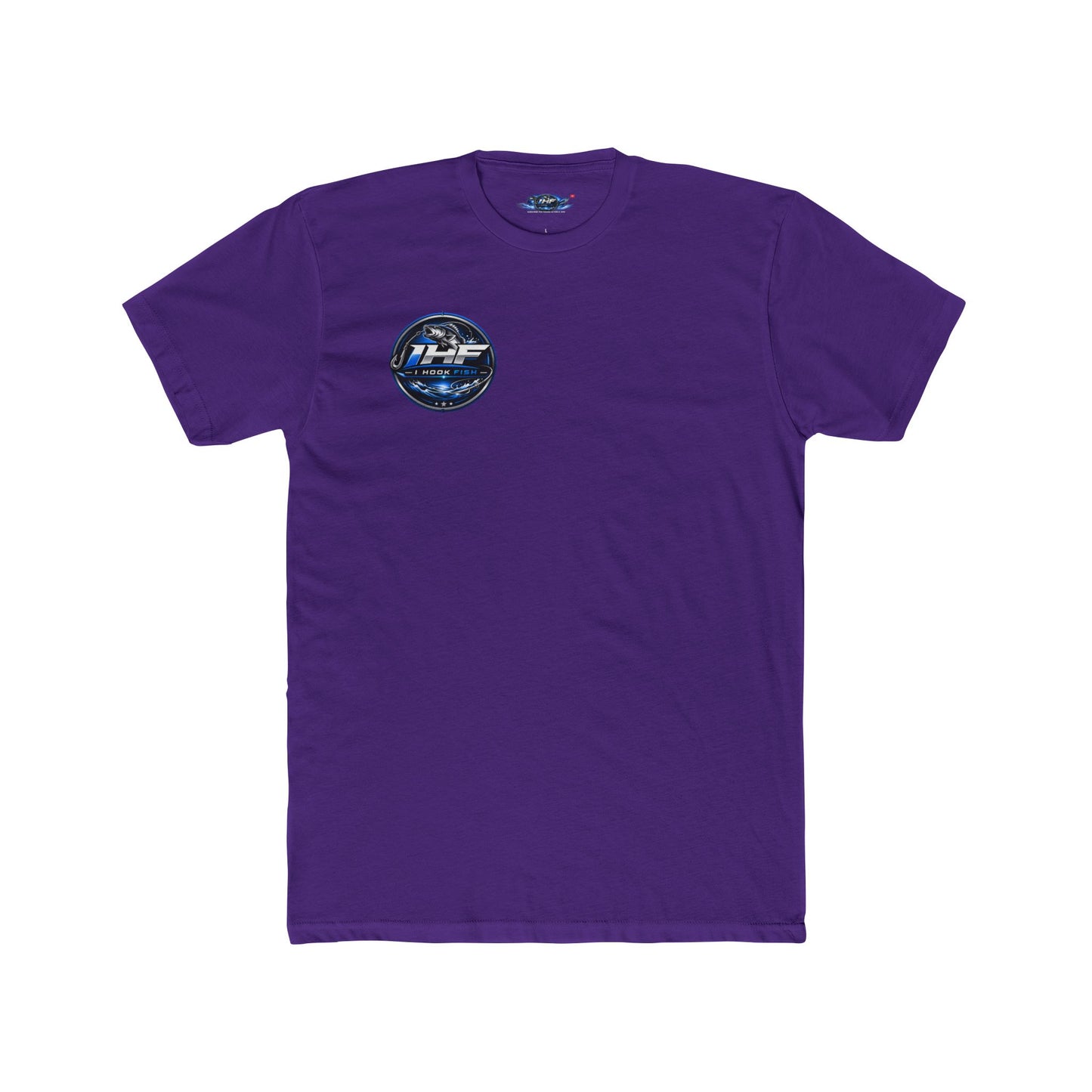 THF Racing Logo T‑Shirt — White Crew Tee with Blue Speed Emblem