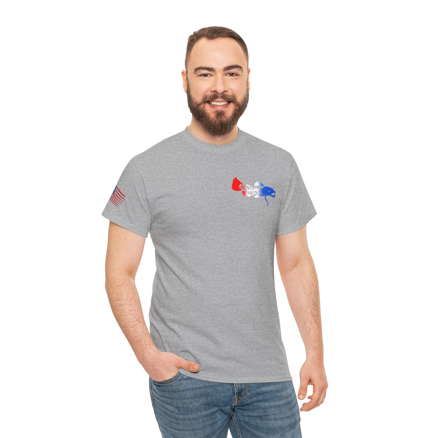 Red/white/Blue Show Me Those Kitties Unisex Heavy Cotton Tee – Bold Graphic T-Shirt for Fishermen