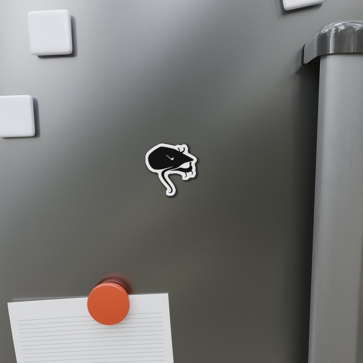 Catfish Head Die-Cut Magnet — Minimal Black Reptile Sticker for Fridge, Laptop & Gear