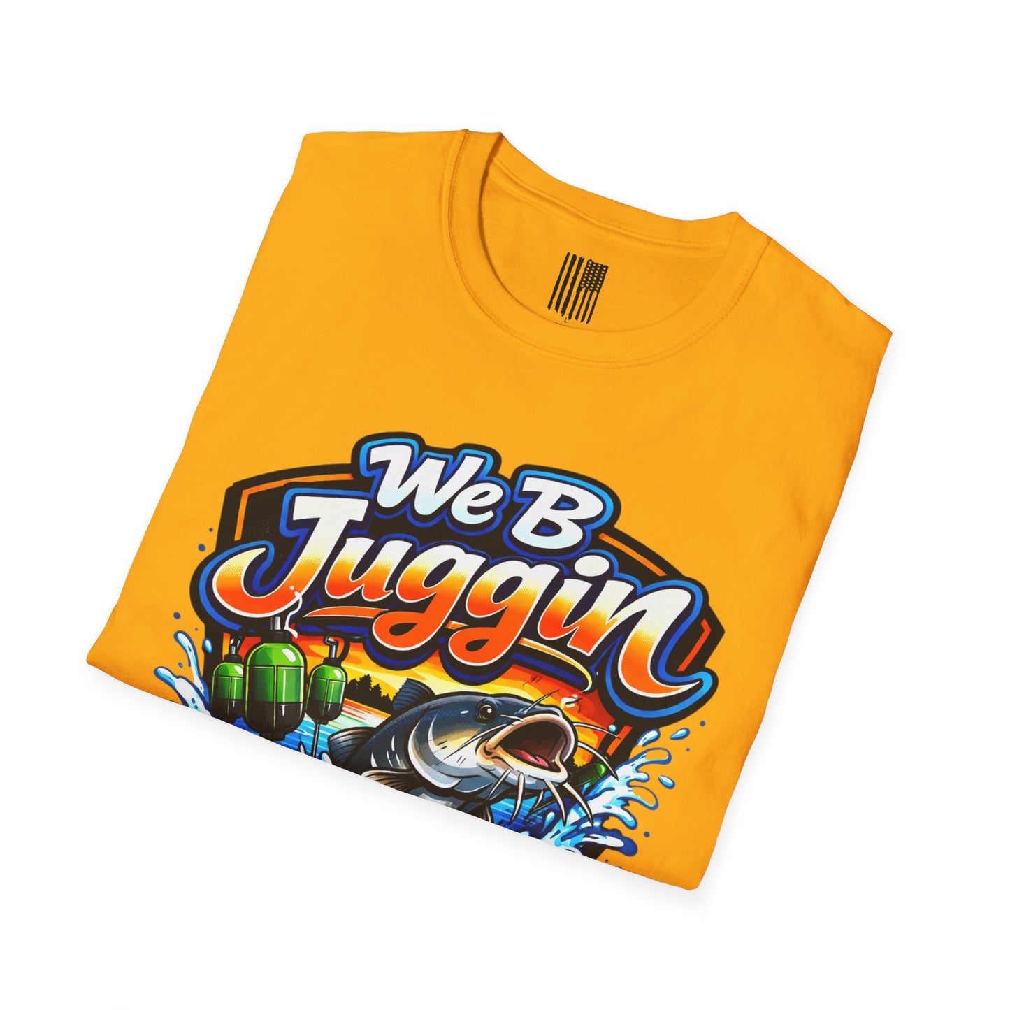 Fishing T-Shirt — "We B Juggin" River Monsters Vertical Trot Lines Graphic Tee
