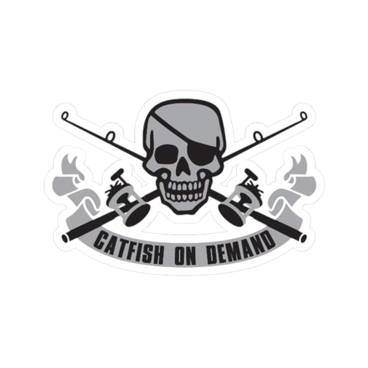 Catfish on Demand Skull Kiss-Cut Stickers - Edgy Fishing Decals for Enthusiasts