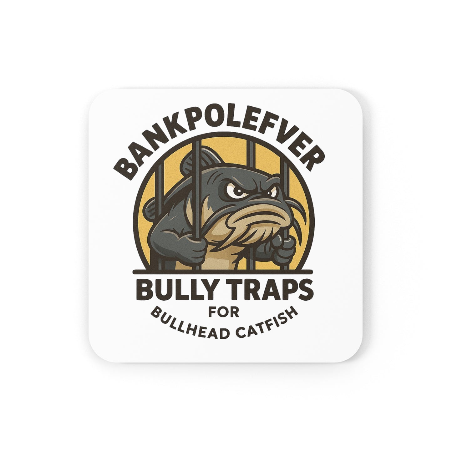 Bully Traps Cork Back Coaster – Bank Pole Fever Bullhead Catfish Design