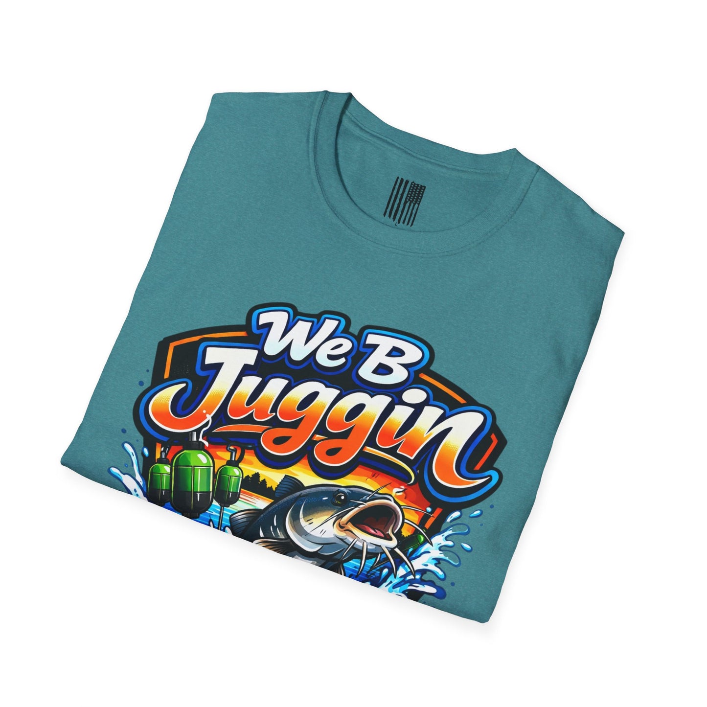 Fishing T-Shirt — "We B Juggin" River Monsters Vertical Trot Lines Graphic Tee