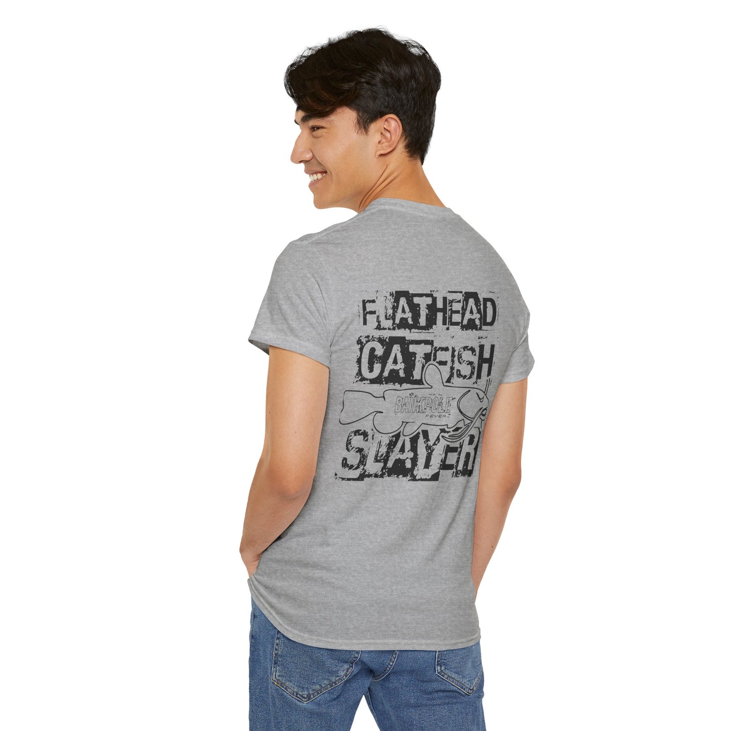 Mens/ Women's Adult Flathead Catfish Slayer Unisex Heavy Cotton Tee - Fun Fishing Shirt for Anglers