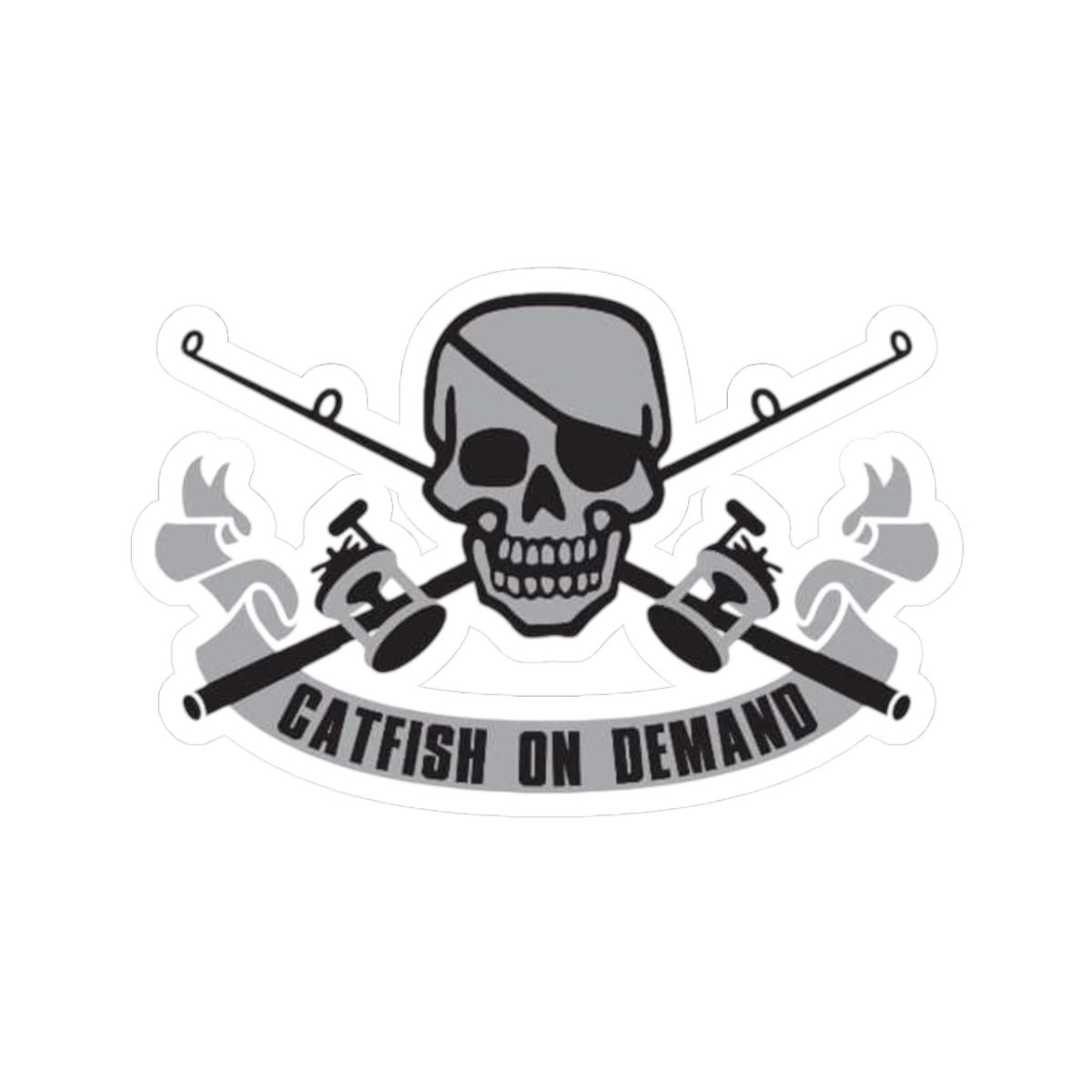 Catfish on Demand Skull Kiss-Cut Stickers - Edgy Fishing Decals for Enthusiasts