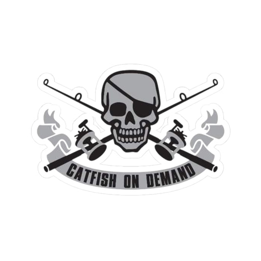 Catfish on Demand Skull Kiss-Cut Stickers - Edgy Fishing Decals for Enthusiasts