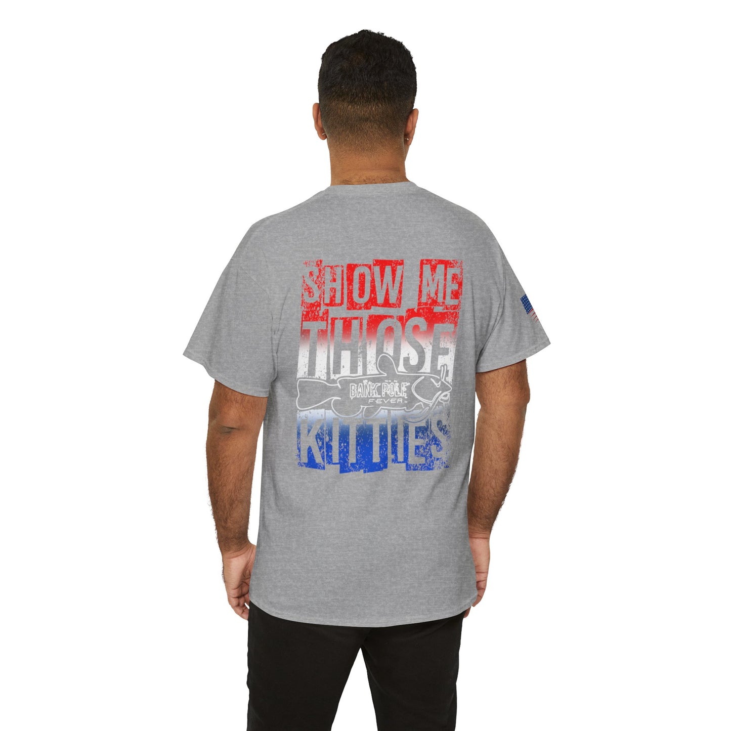 Red/white/Blue Show Me Those Kitties Unisex Heavy Cotton Tee – Bold Graphic T-Shirt for Fishermen