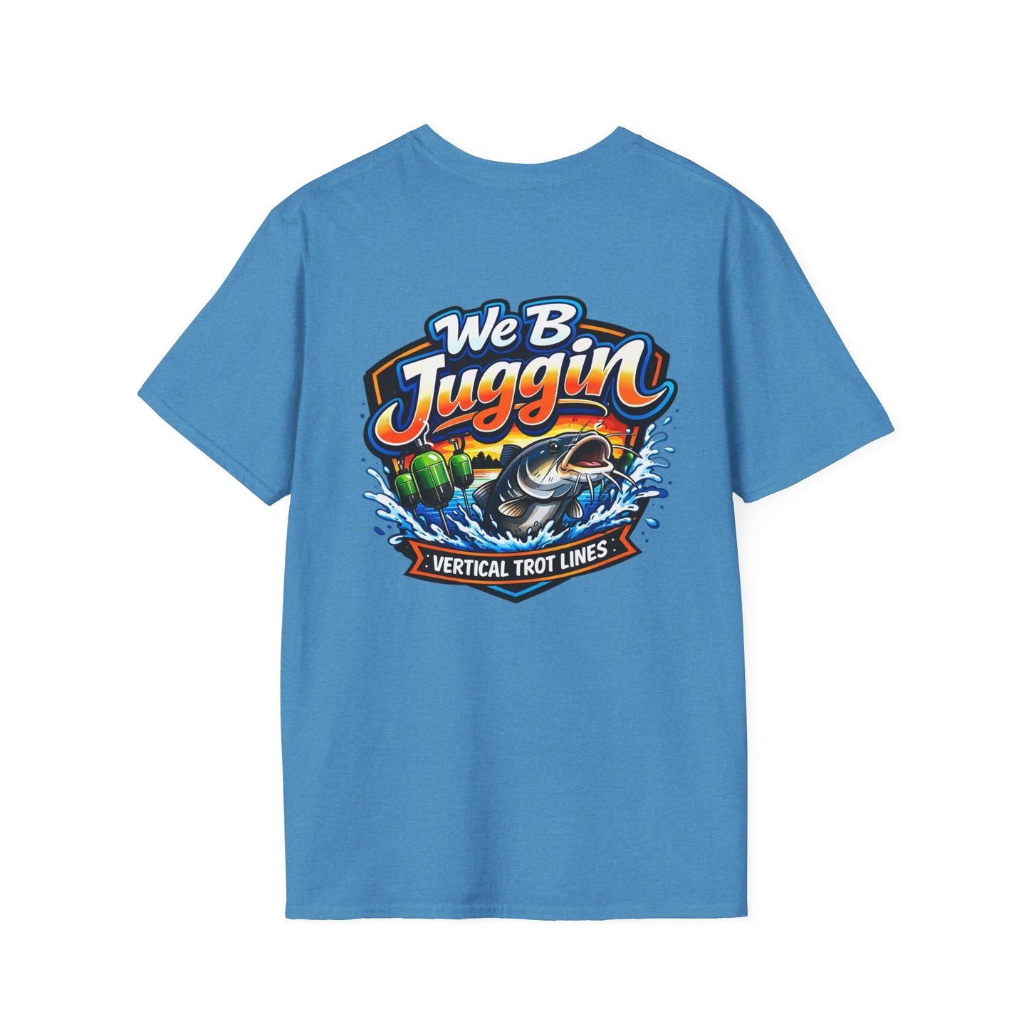 Fishing T-Shirt — "We B Juggin" River Monsters Vertical Trot Lines Graphic Tee