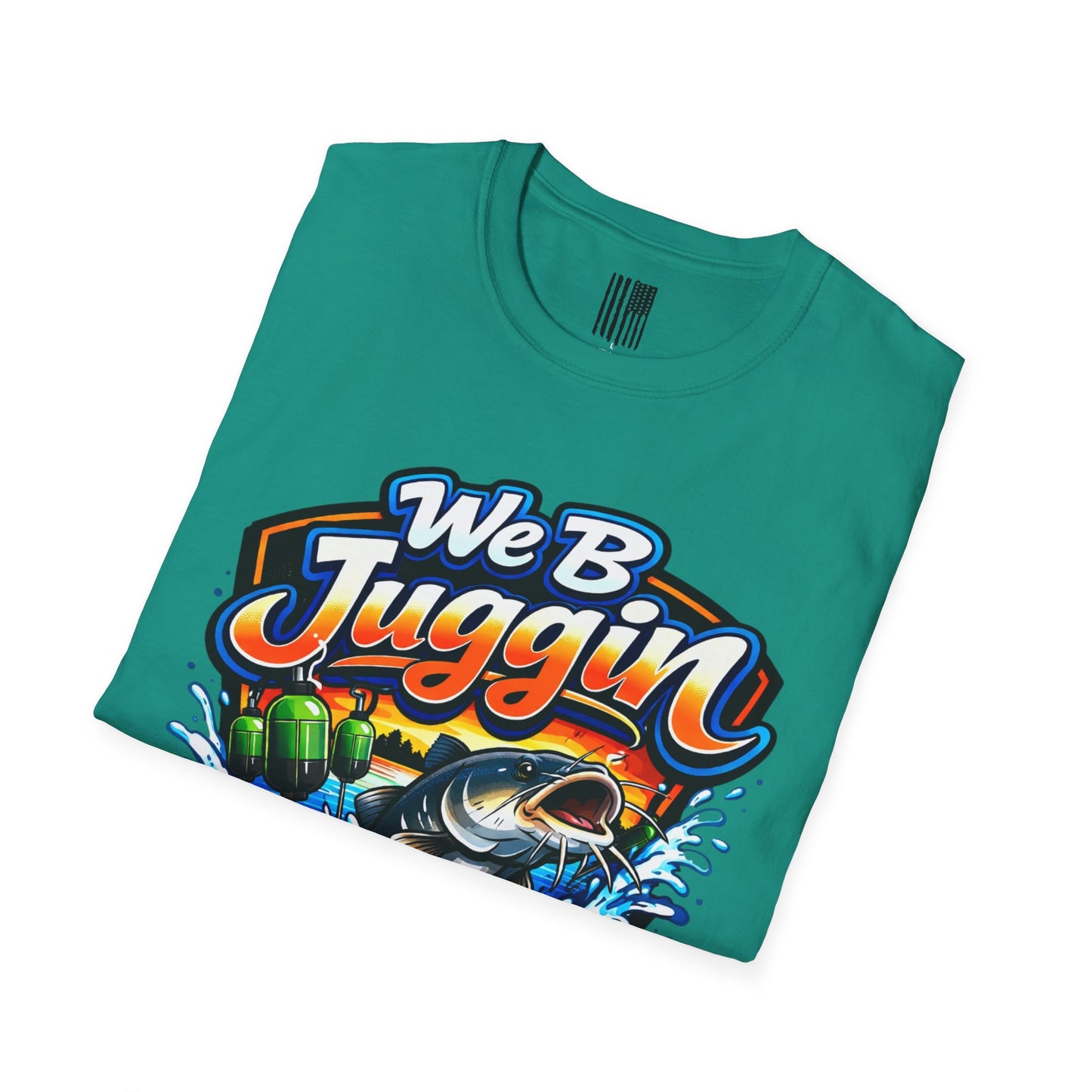 Fishing T-Shirt — "We B Juggin" River Monsters Vertical Trot Lines Graphic Tee