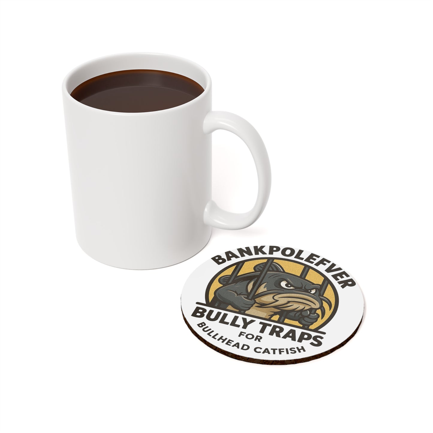 Bully Traps Cork Back Coaster – Bank Pole Fever Bullhead Catfish Design