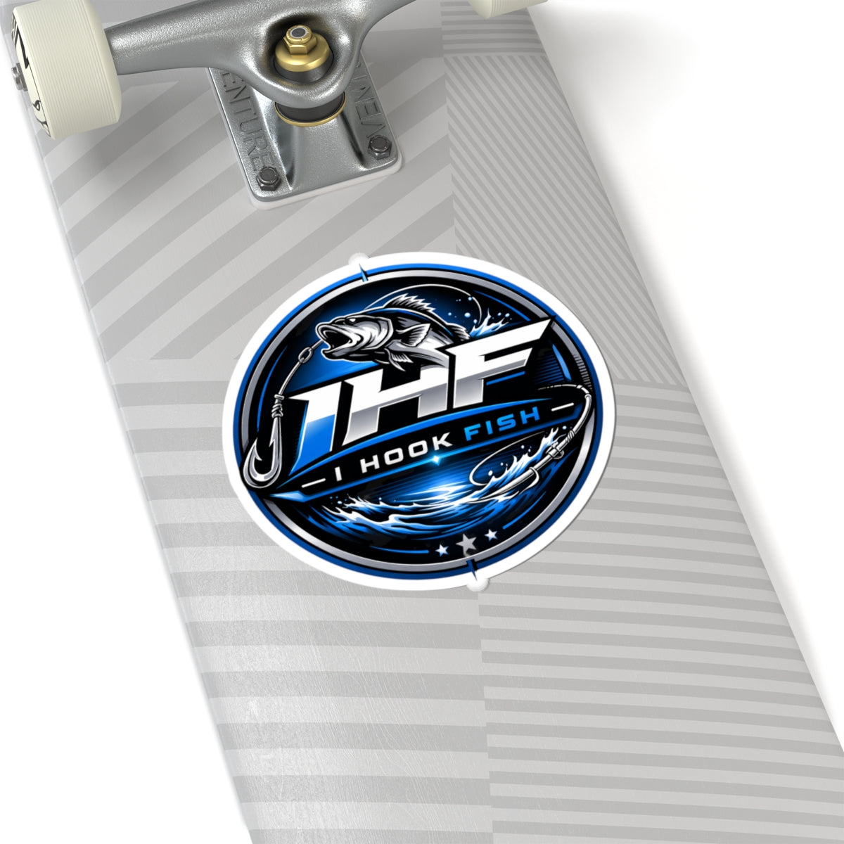 Fishing Logo Sticker — “I Hook Fish” Round Kiss-Cut Decal