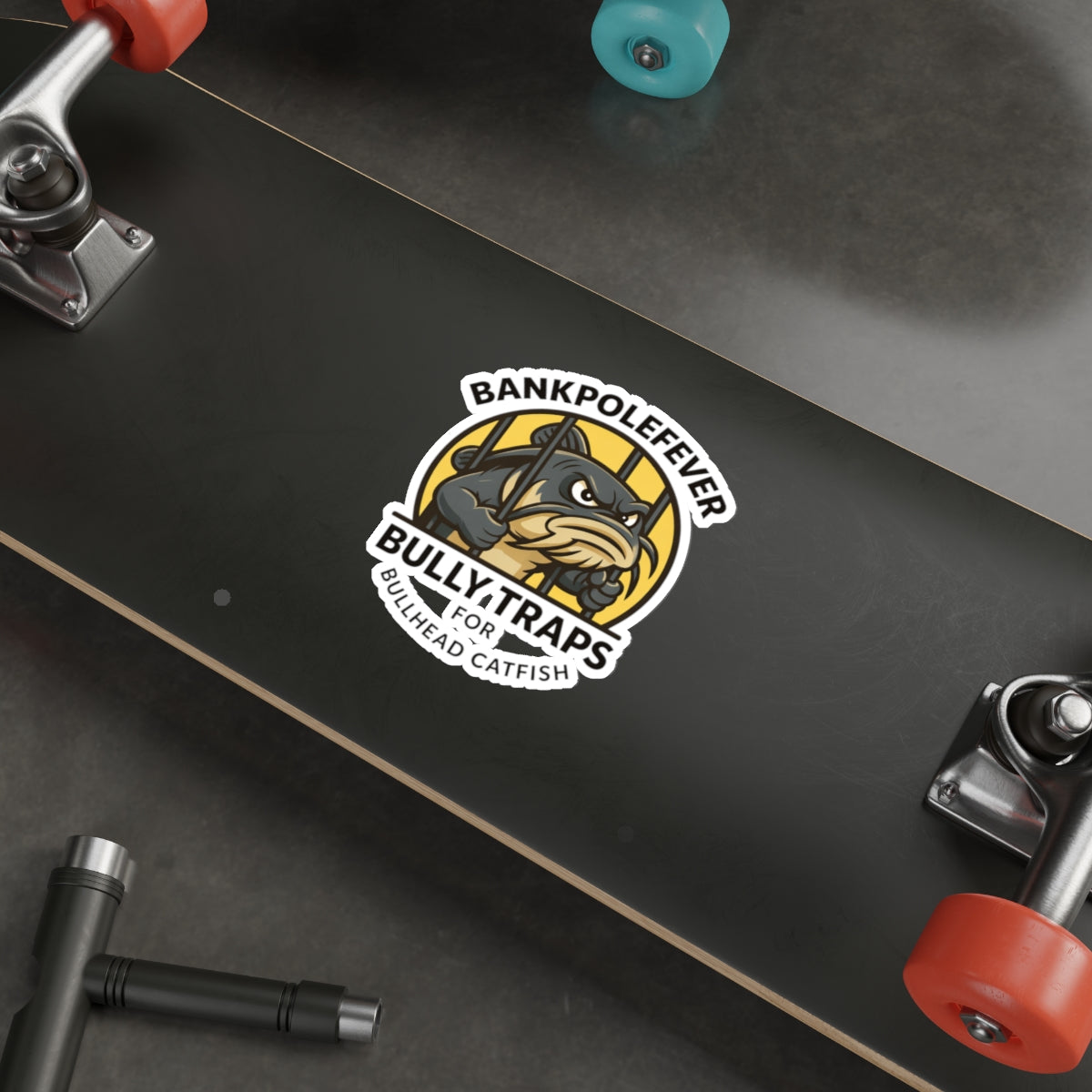 Die-Cut Sticker — “Bully Traps” Bullhead Catfish Fishing Logo (BankPoleFever)