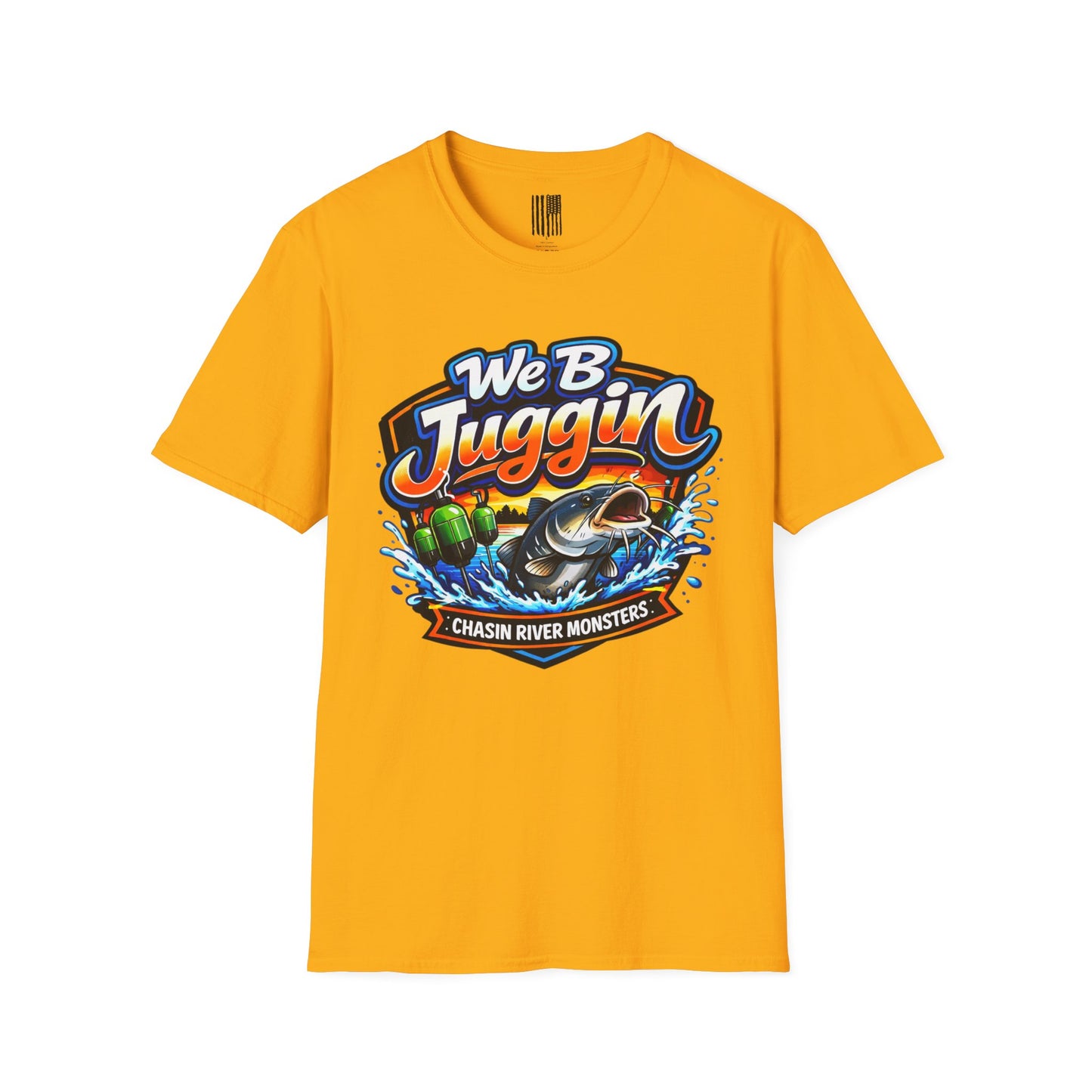 Fishing T-Shirt — "We B Juggin" River Monsters Vertical Trot Lines Graphic Tee