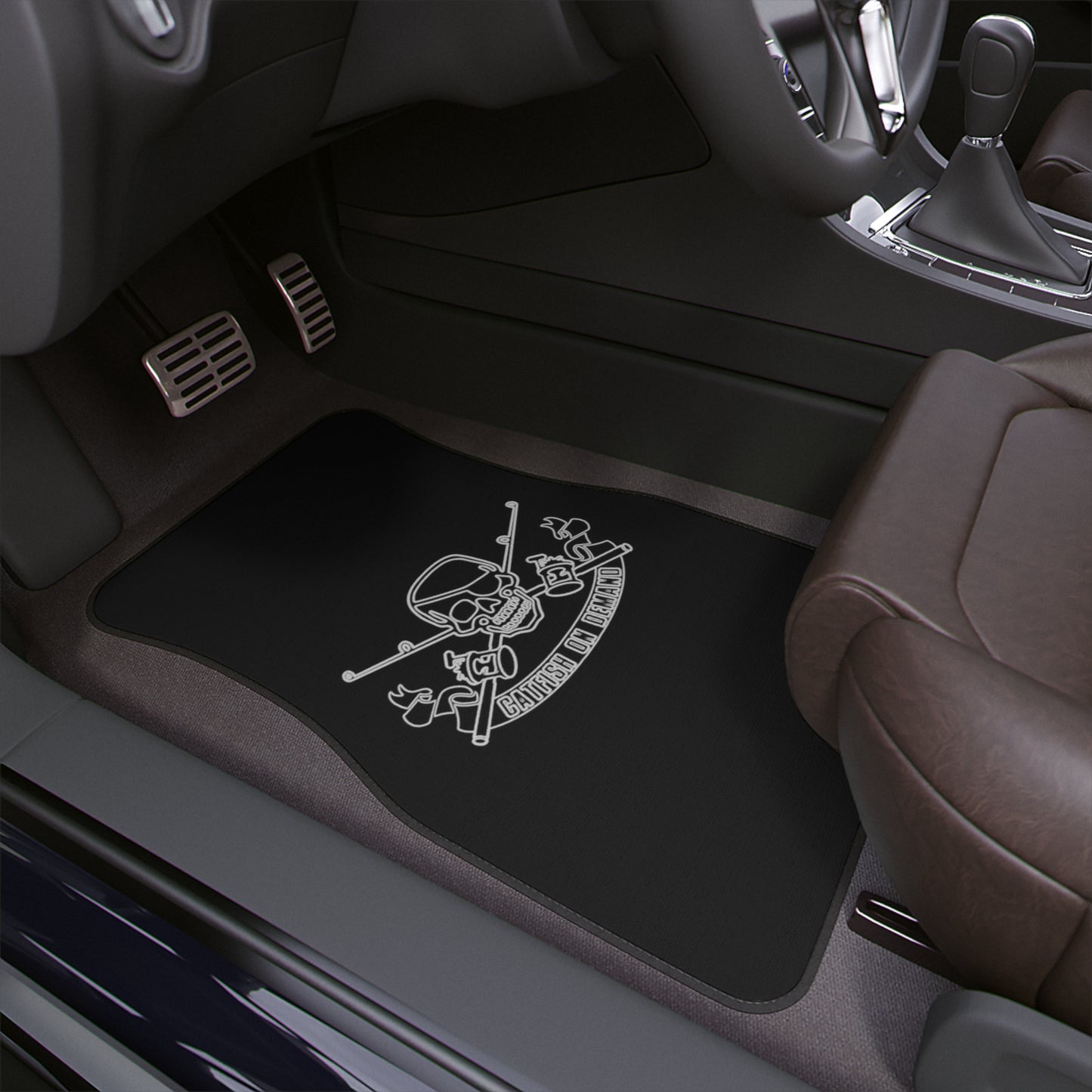 Skull & Fishing Rods Car Floor Mat - Durable Auto Accessory for Car Enthusiasts