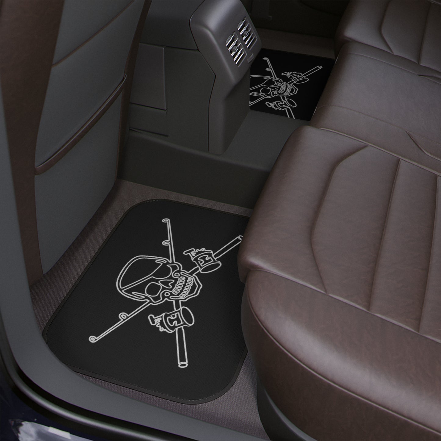 Skull & Fishing Rods Car Floor Mat - Durable Auto Accessory for Car Enthusiasts