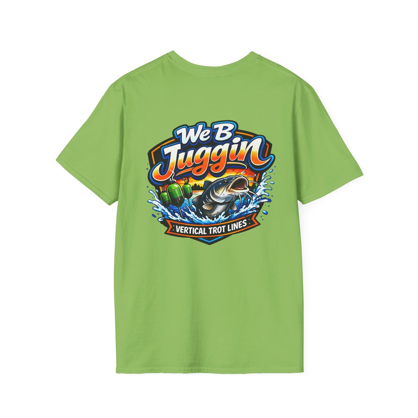 Fishing T-Shirt — "We B Juggin" River Monsters Vertical Trot Lines Graphic Tee