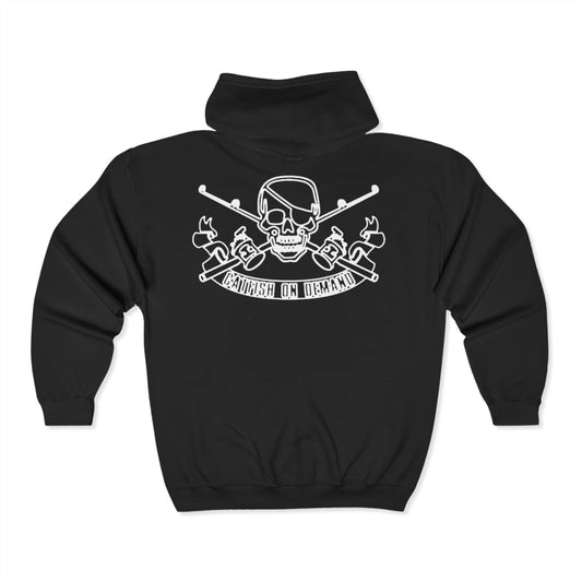 Skull & Crossbones Full Zip Hoodie - Unisex Heavy Blend Sweatshirt for Casual Comfort