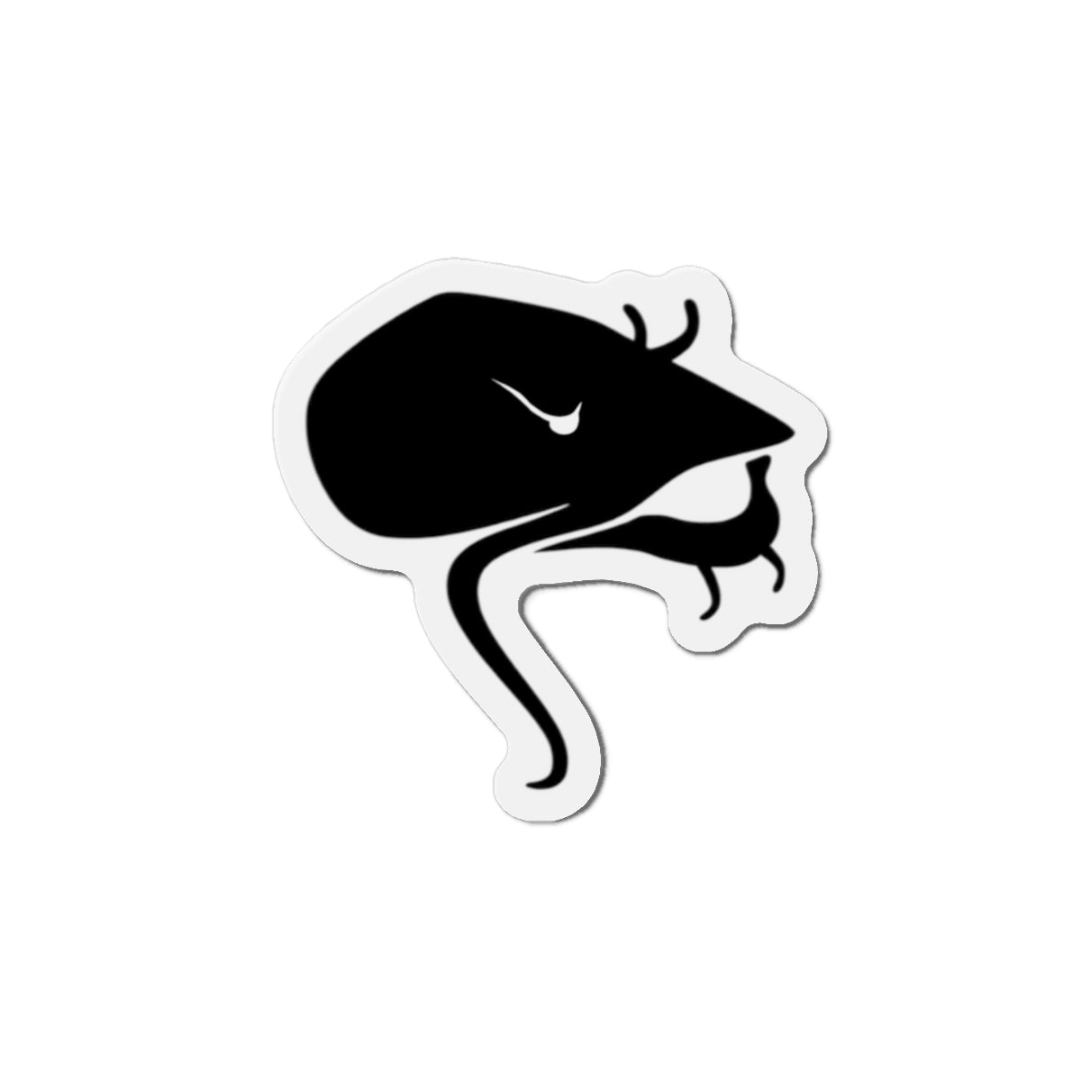 Catfish Head Die-Cut Magnet — Minimal Black Reptile Sticker for Fridge, Laptop & Gear