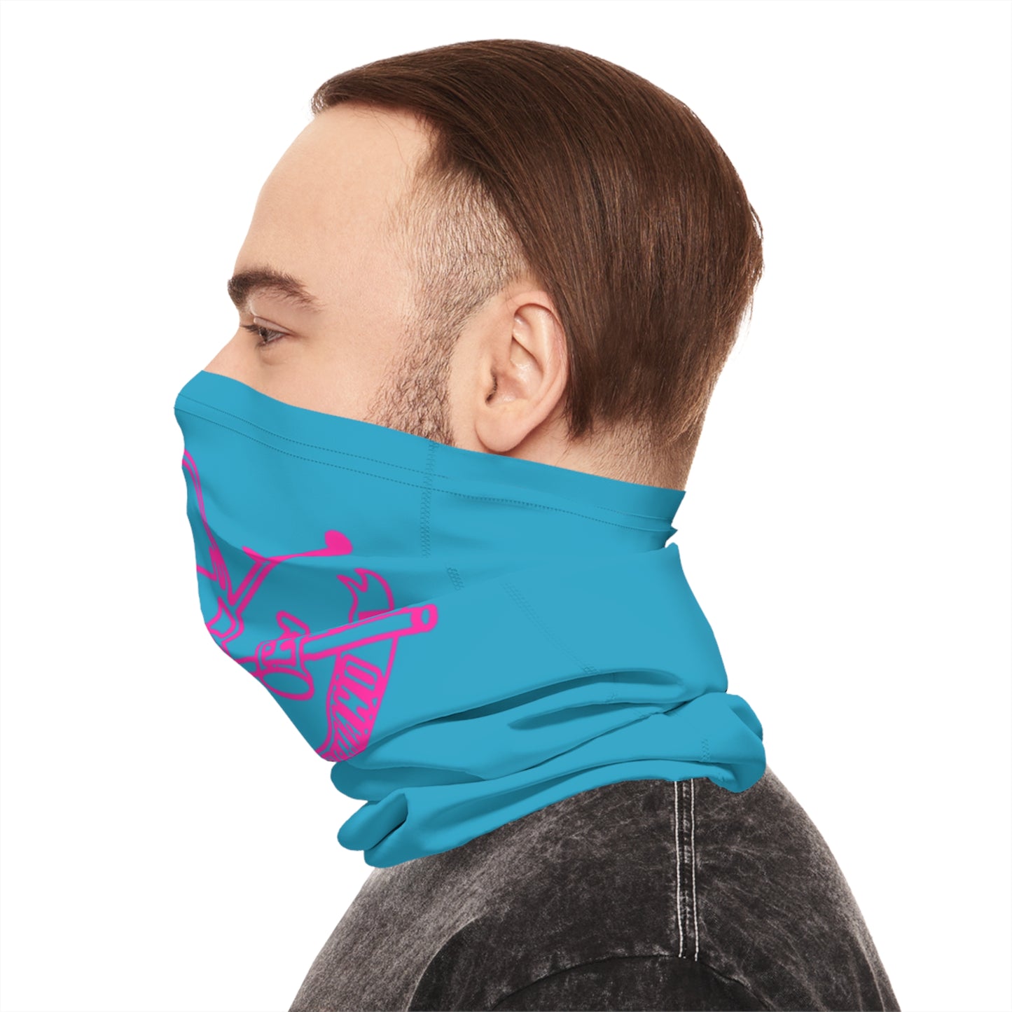Skull and Crossbones Design Midweight Neck Gaiter - Turquoise