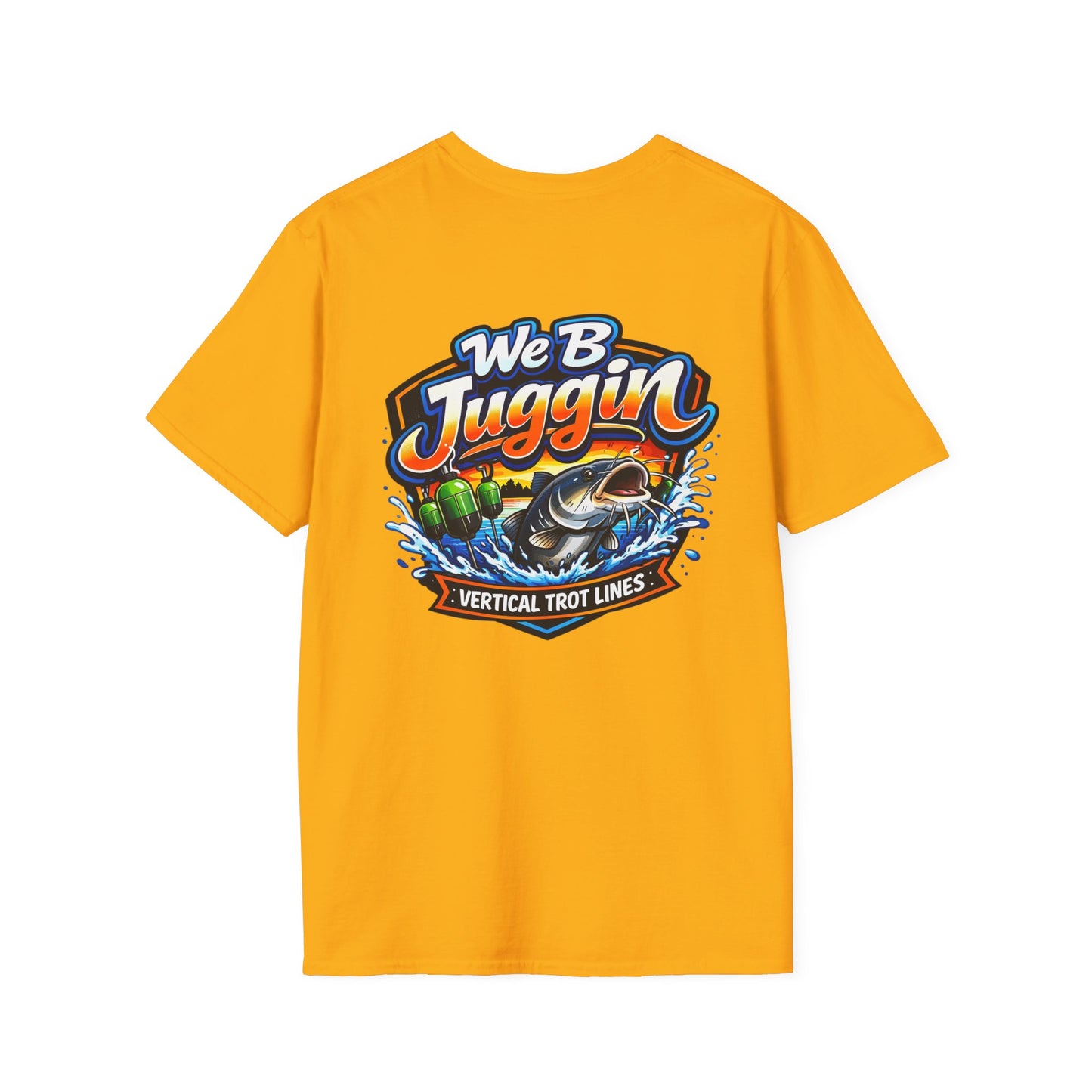Fishing T-Shirt — "We B Juggin" River Monsters Vertical Trot Lines Graphic Tee
