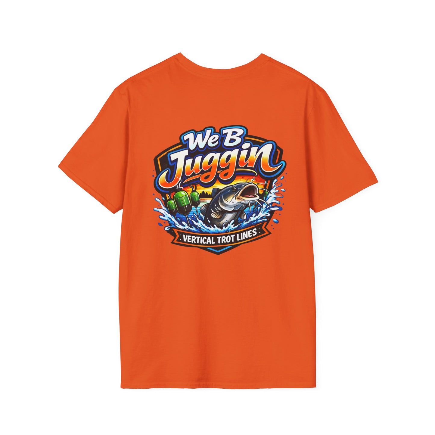 Fishing T-Shirt — "We B Juggin" River Monsters Vertical Trot Lines Graphic Tee