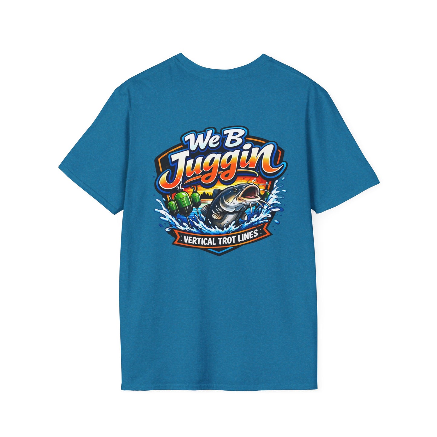 Fishing T-Shirt — "We B Juggin" River Monsters Vertical Trot Lines Graphic Tee
