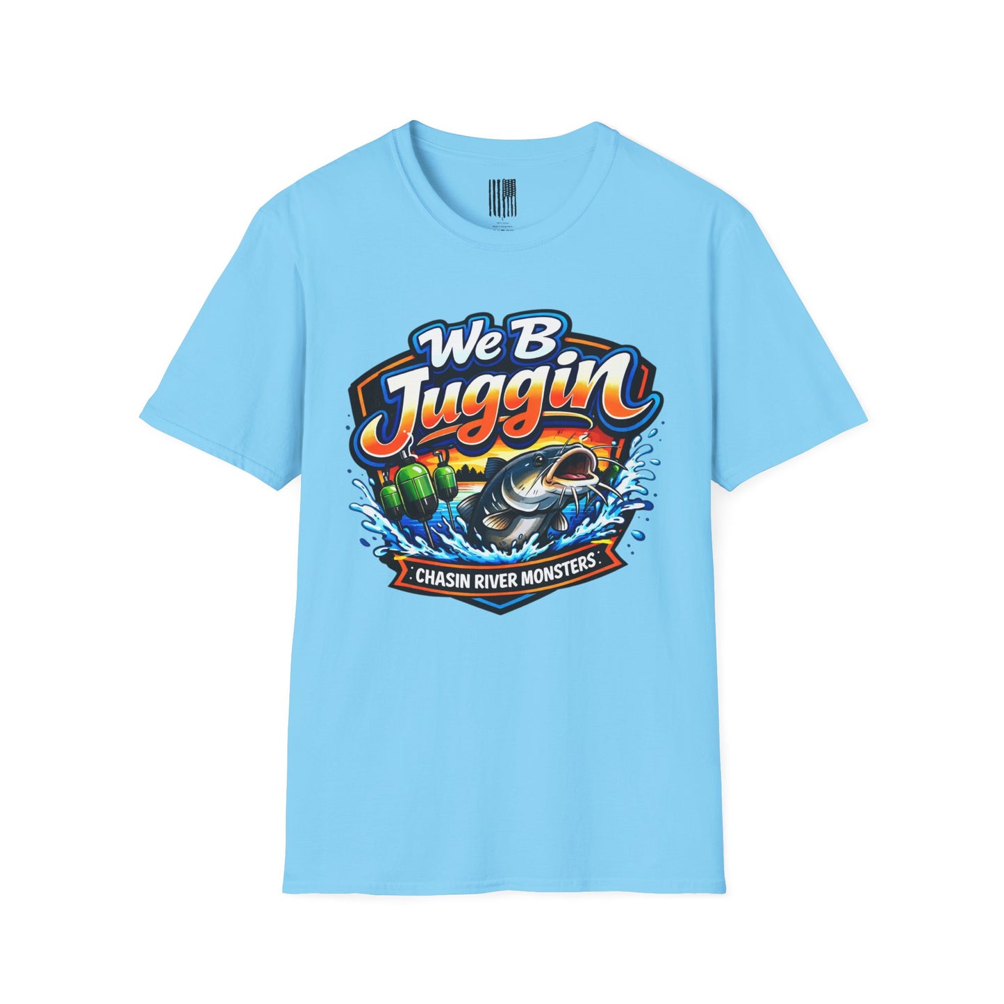Fishing T-Shirt — "We B Juggin" River Monsters Vertical Trot Lines Graphic Tee